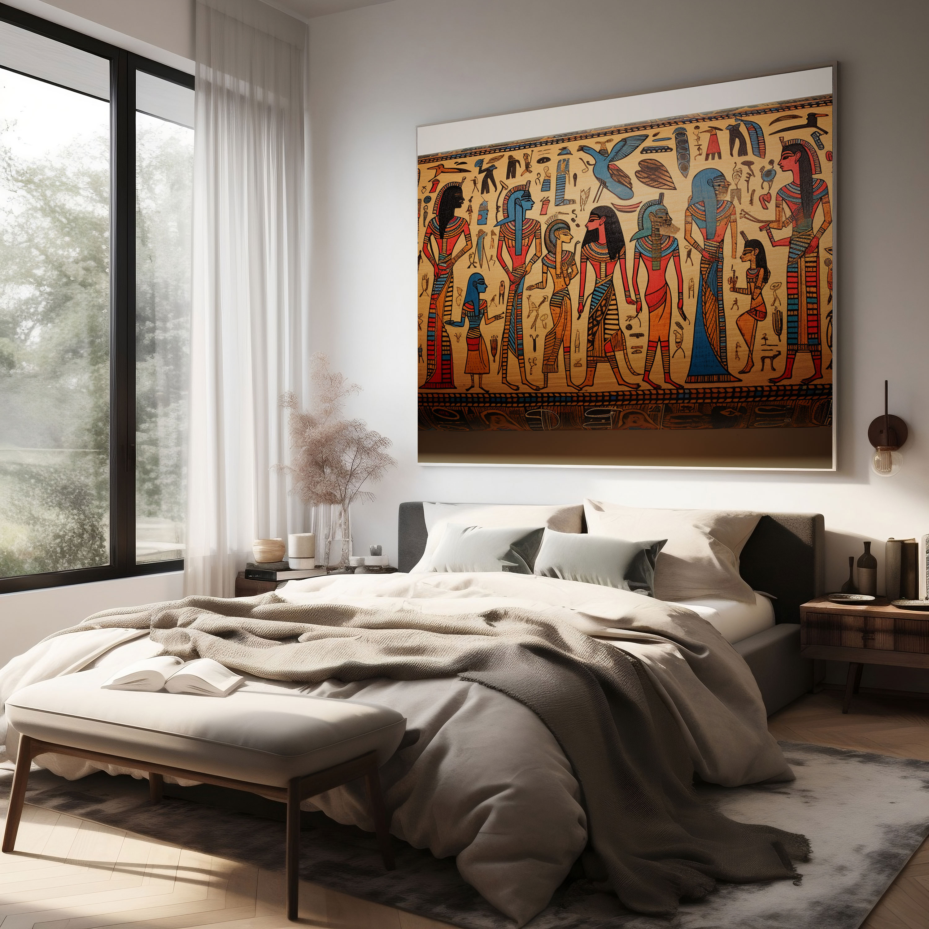 Papyrus Wall Art - Hand-Painted Ancient Egyptian Gods Canvas Print - Papyrus, Canvas Print, Canvas Wall Art, Wall Decoration