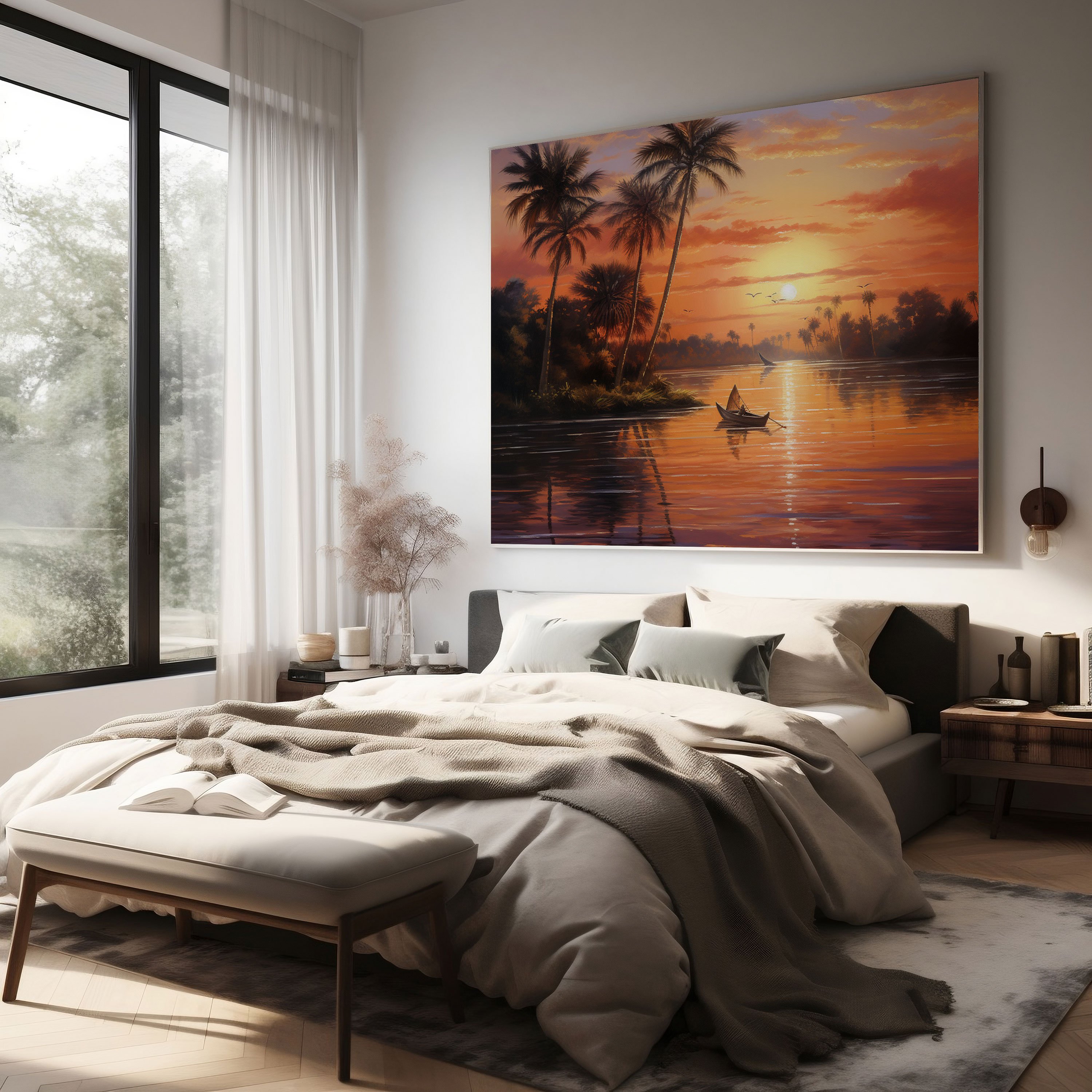 Papyrus Canvas Print - Serene Nile River Landscape Wall Art - Papyrus, Papyrus Canvas Print, Sunset, Wall Art