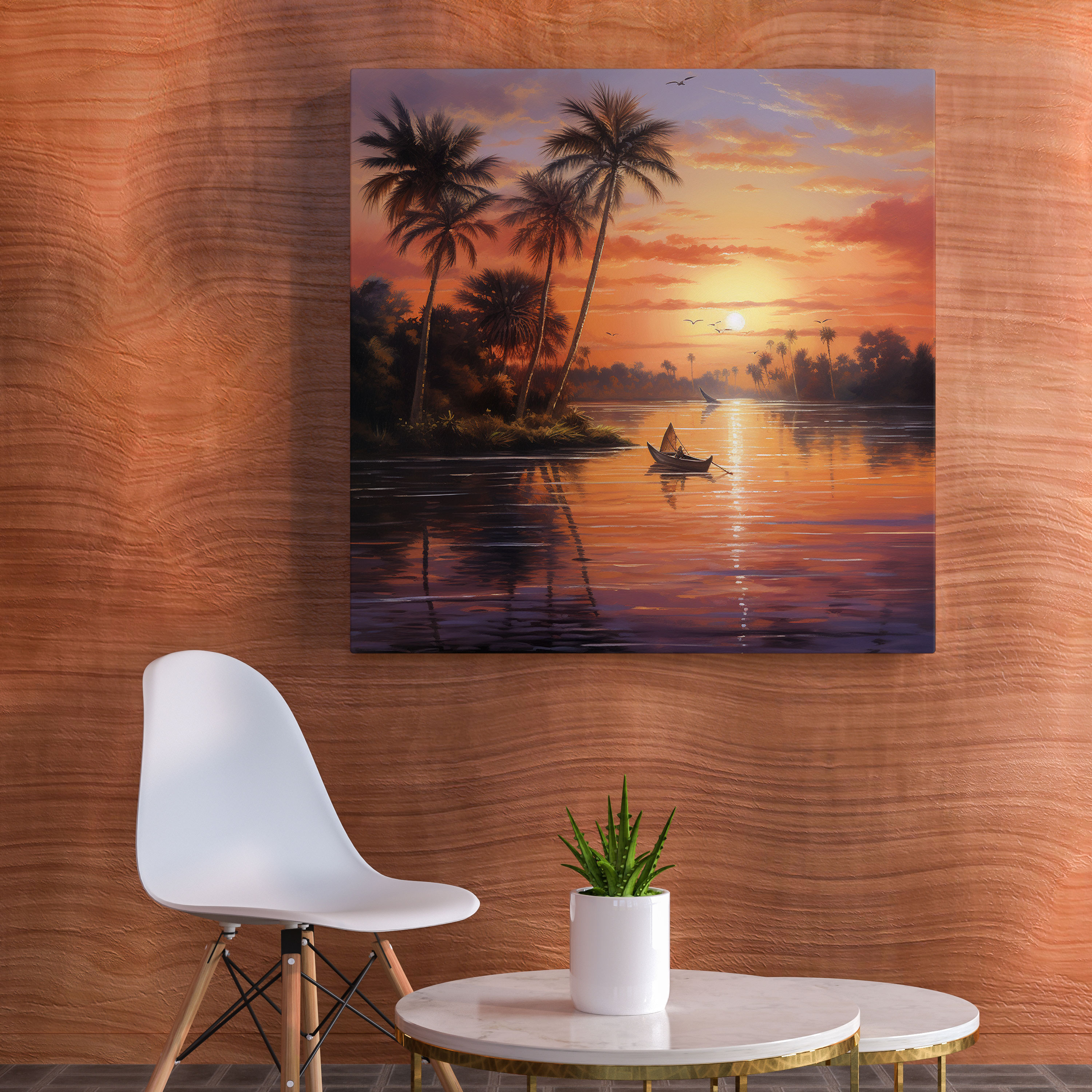 Papyrus Canvas Print - Serene Nile River Landscape Wall Art - Papyrus, Papyrus Canvas Print, Sunset, Wall Art