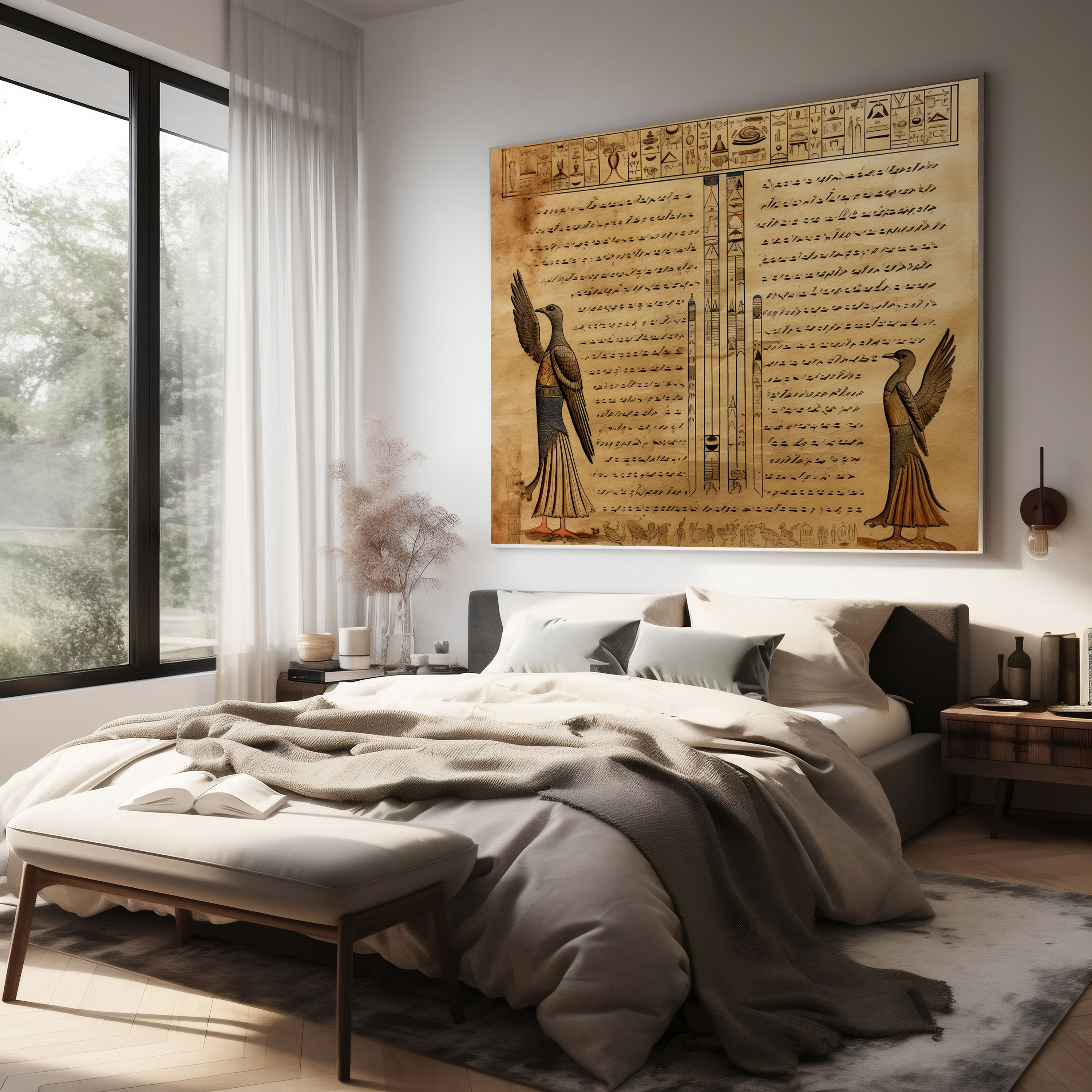 Exotic Papyrus Wall Decoration - Ancient Egyptian Symbols Canvas Print - Papyrus, Canvas, Ancient Egyptian Hieroglyphics, Wall Art