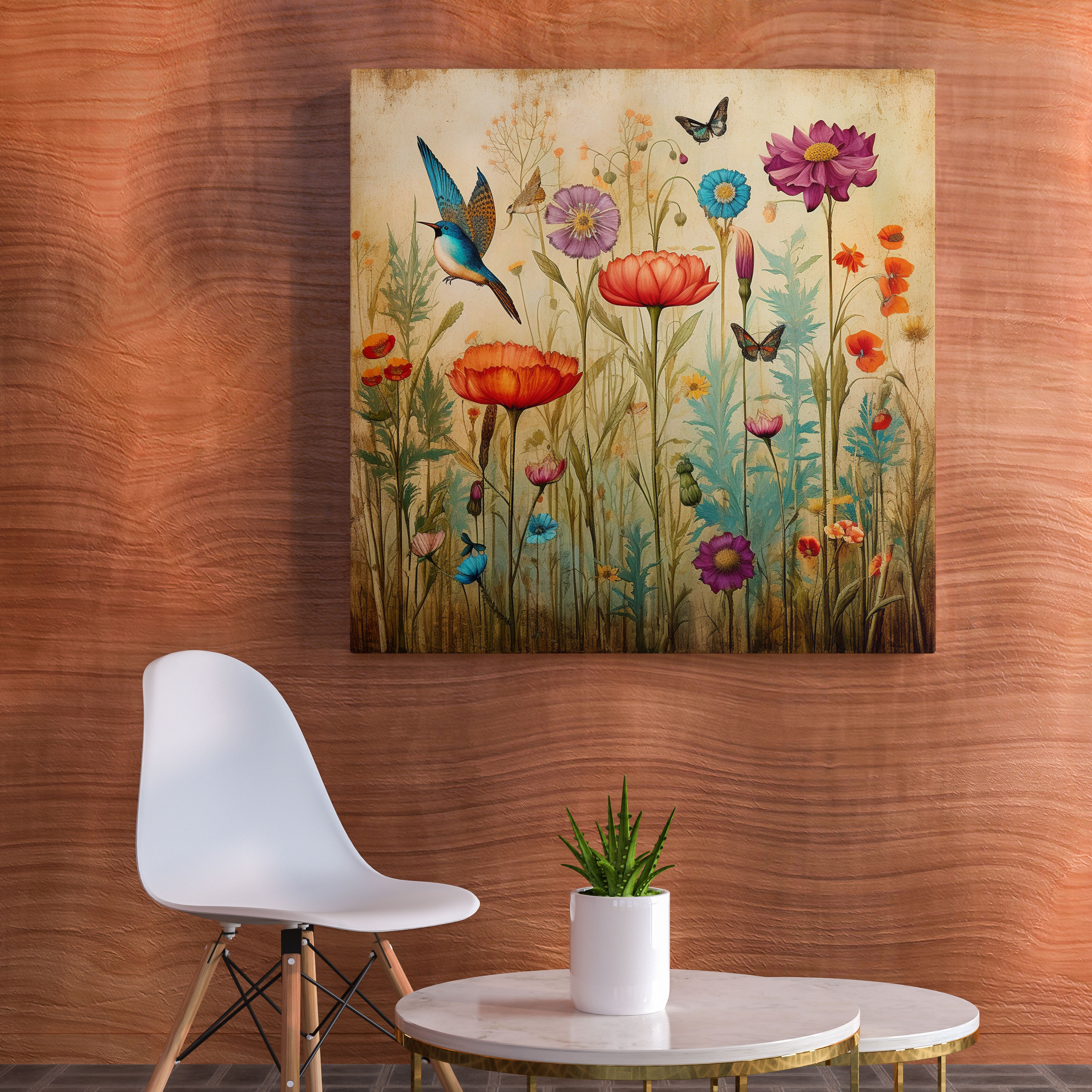Floral Papyrus Canvas Print - Nature-Inspired Wall Art - Papyrus, Wall Decoration, Floral Motifs, Tranquility