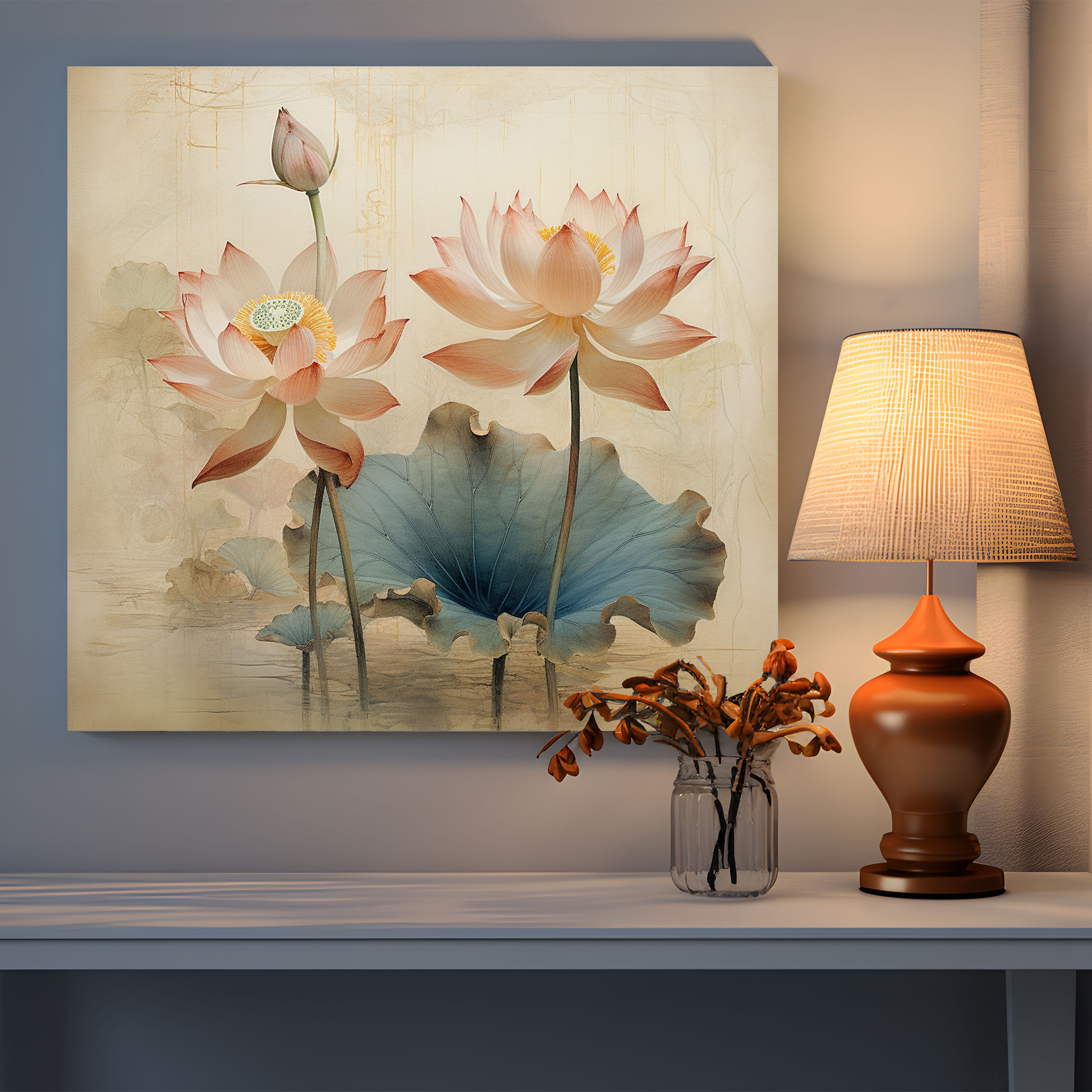 Papyrus Wall Art - Lotus Flower Canvas Print - Papyrus, Home Decoration, Serenity, Canvas Wall Art
