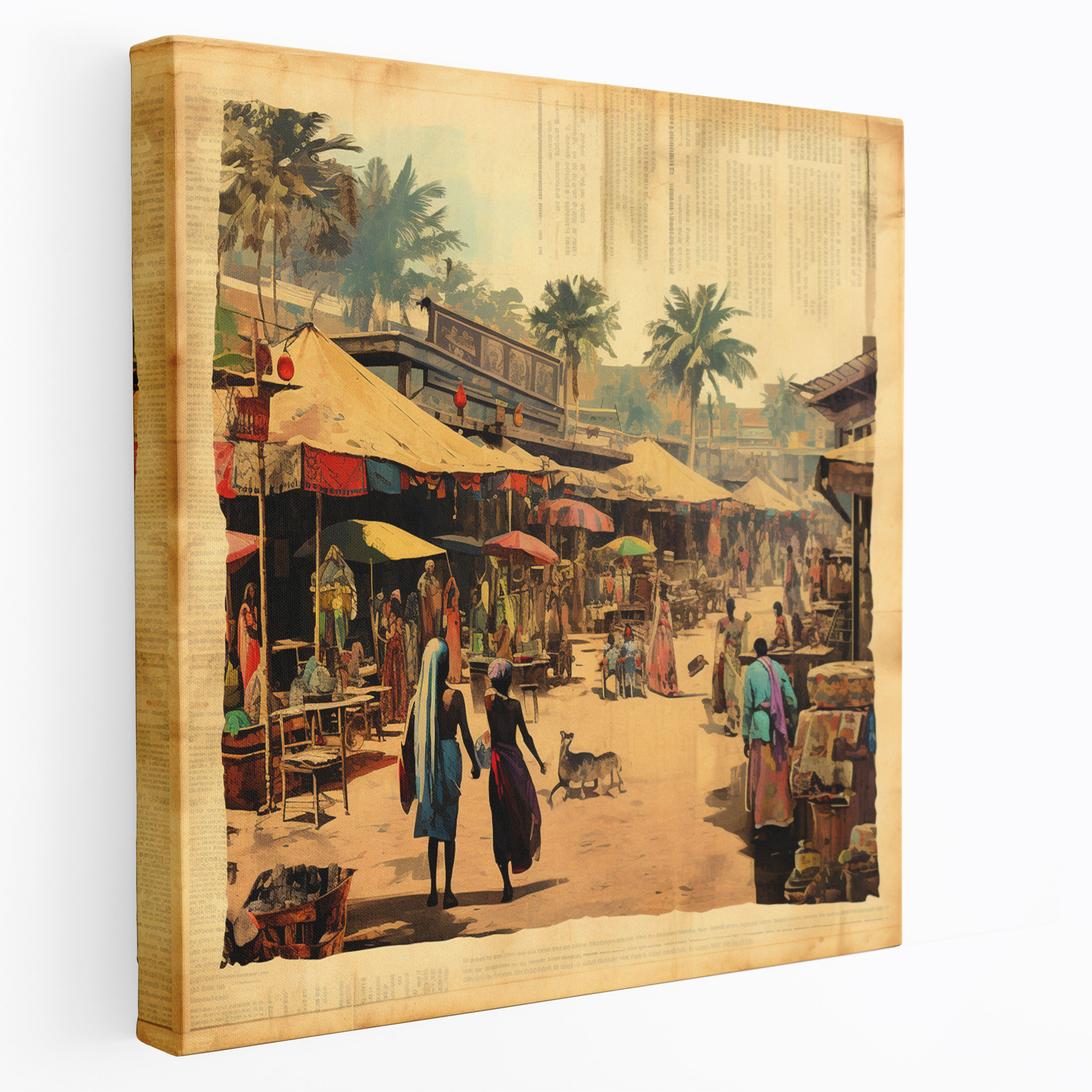 Papyrus Wall Art - Vibrant Marketplace Canvas Print - Papyrus, Marketplace Scene, Canvas Print, Papyrus