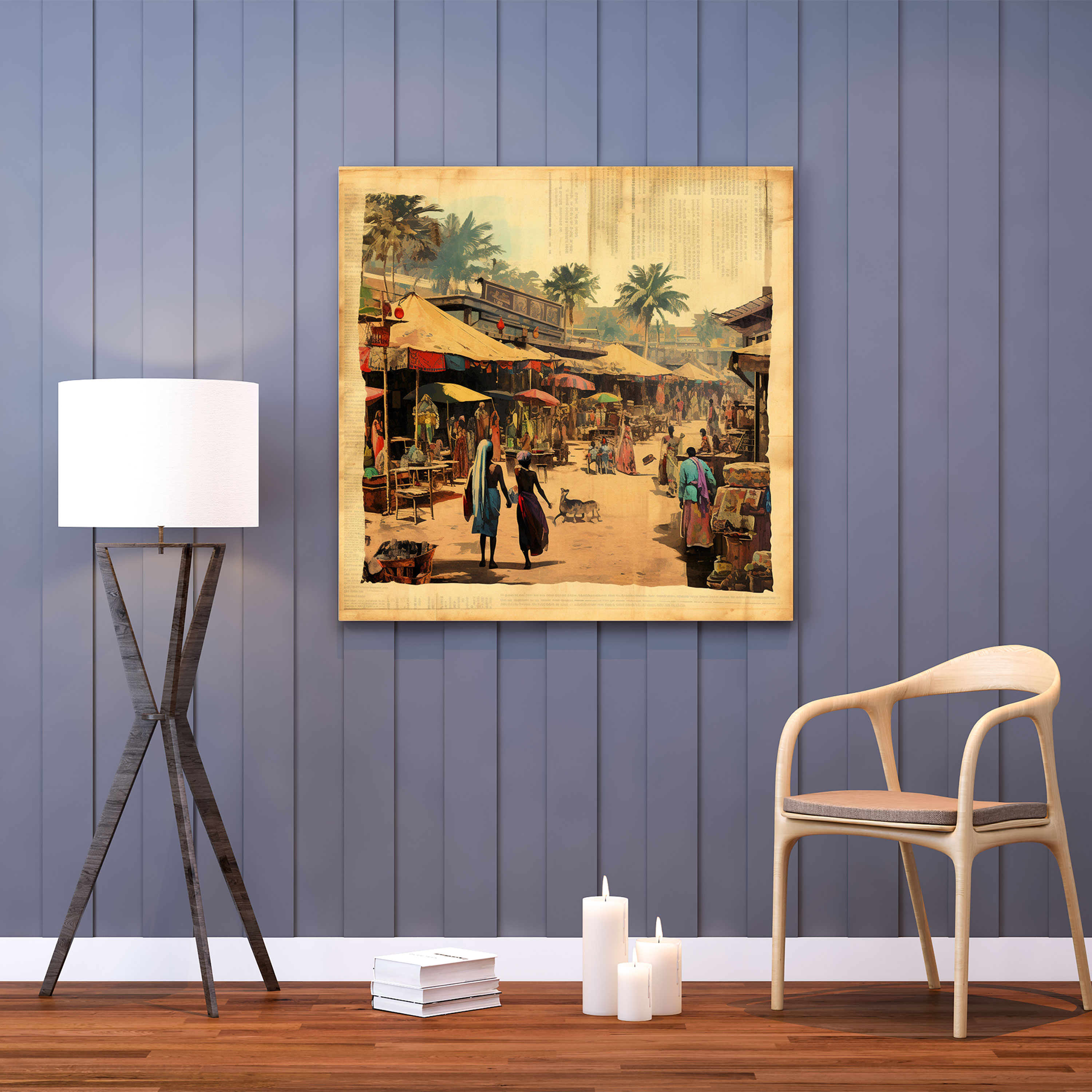 Papyrus Wall Art - Vibrant Marketplace Canvas Print - Papyrus, Marketplace Scene, Canvas Print, Papyrus