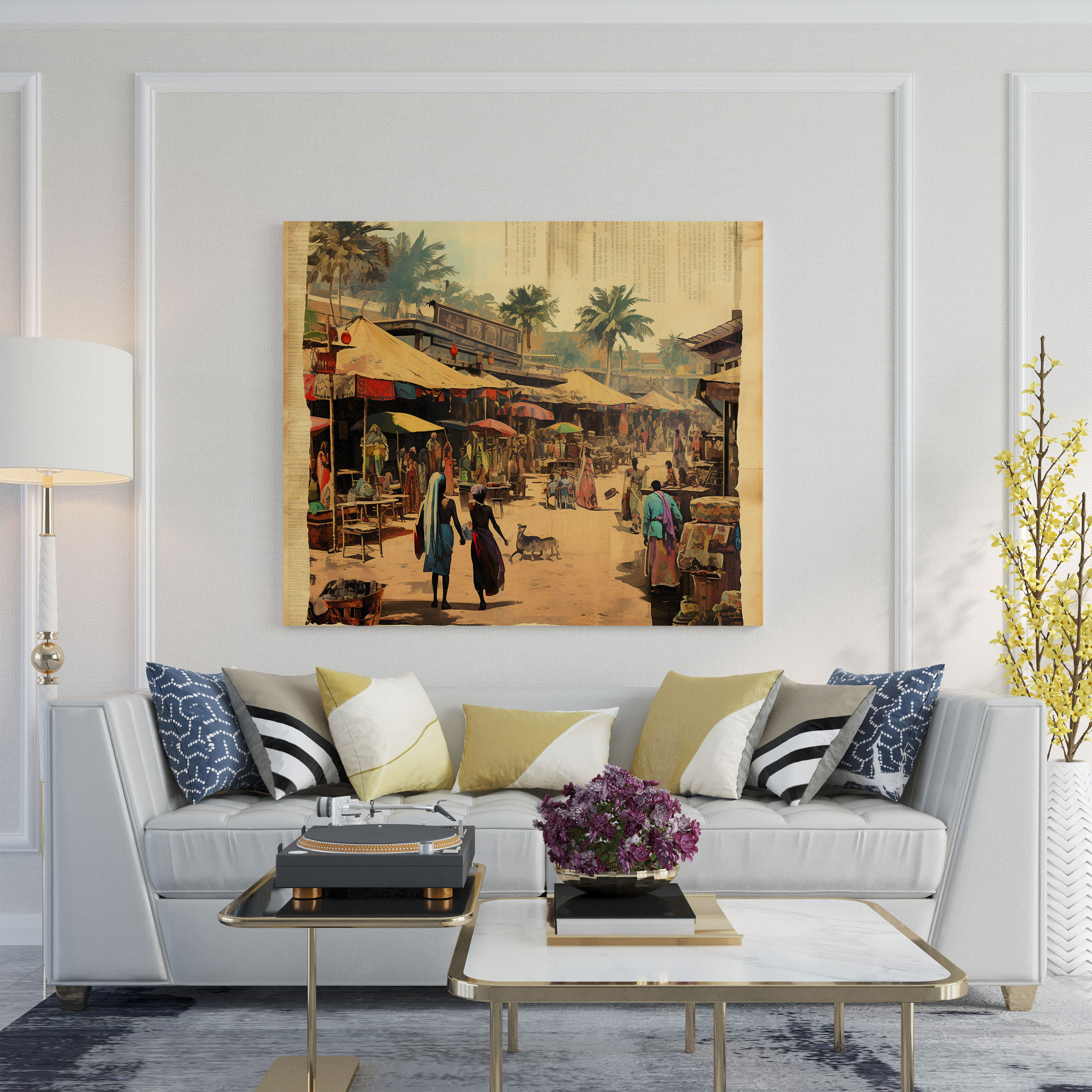 Papyrus Wall Art - Vibrant Marketplace Canvas Print - Papyrus, Marketplace Scene, Canvas Print, Papyrus