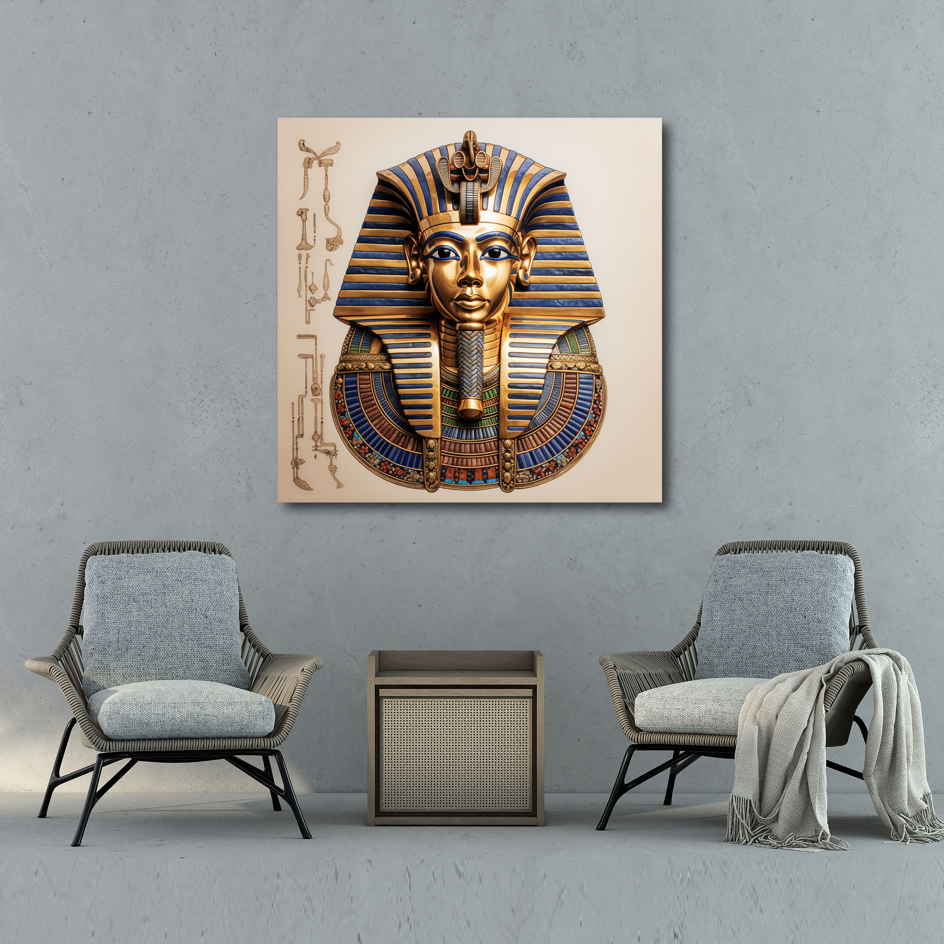 Papyrus Canvas Print - Egyptian Pharaoh Mask Wall Art - Papyrus, Wall Art, Canvas, Wall Decoration