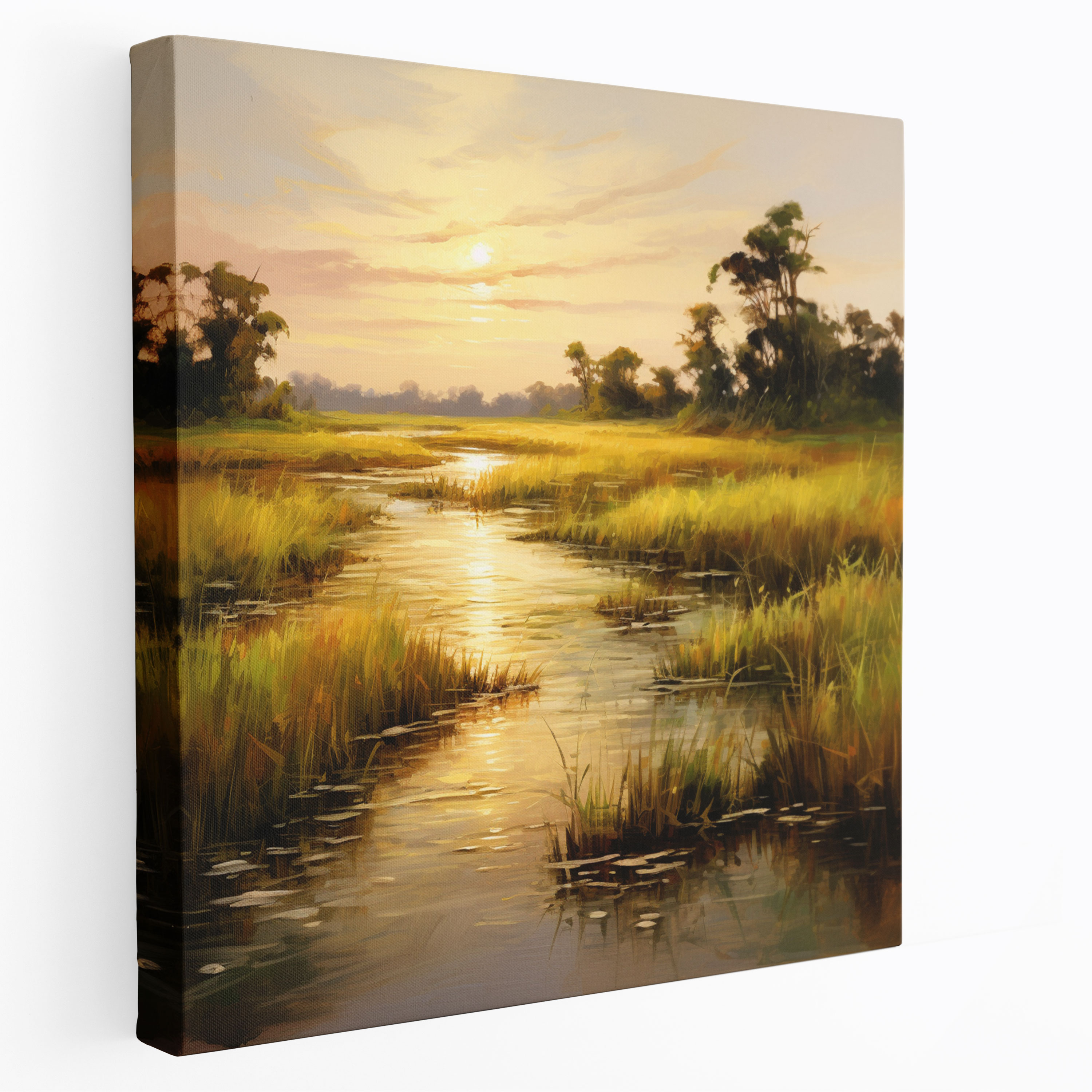 Papyrus Wall Art - Serene River In Impressionist Style - Papyrus, Tranquility, Canvas Wall Art, Canvas Print