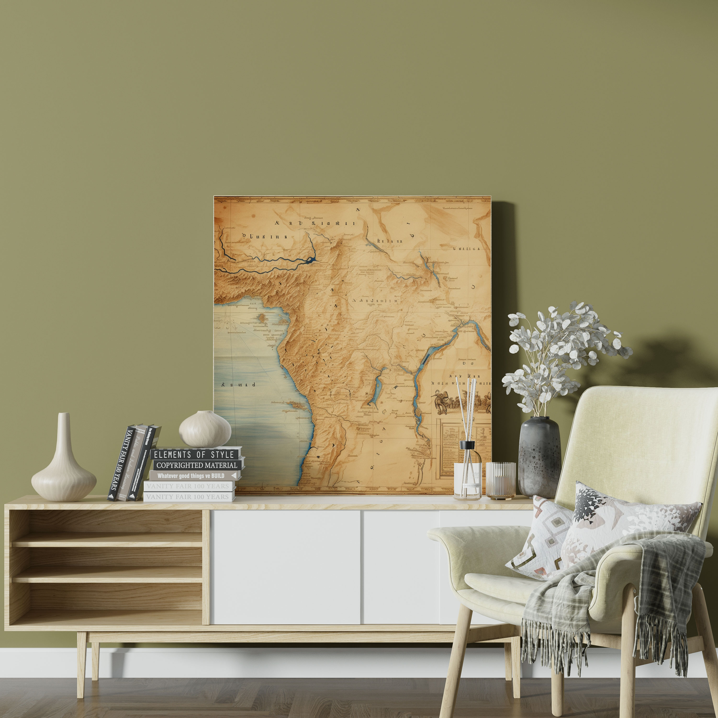Papyrus Canvas Print - Vintage Nile River Map Wall Art - Papyrus, Canvas Print, Nile River, Canvas