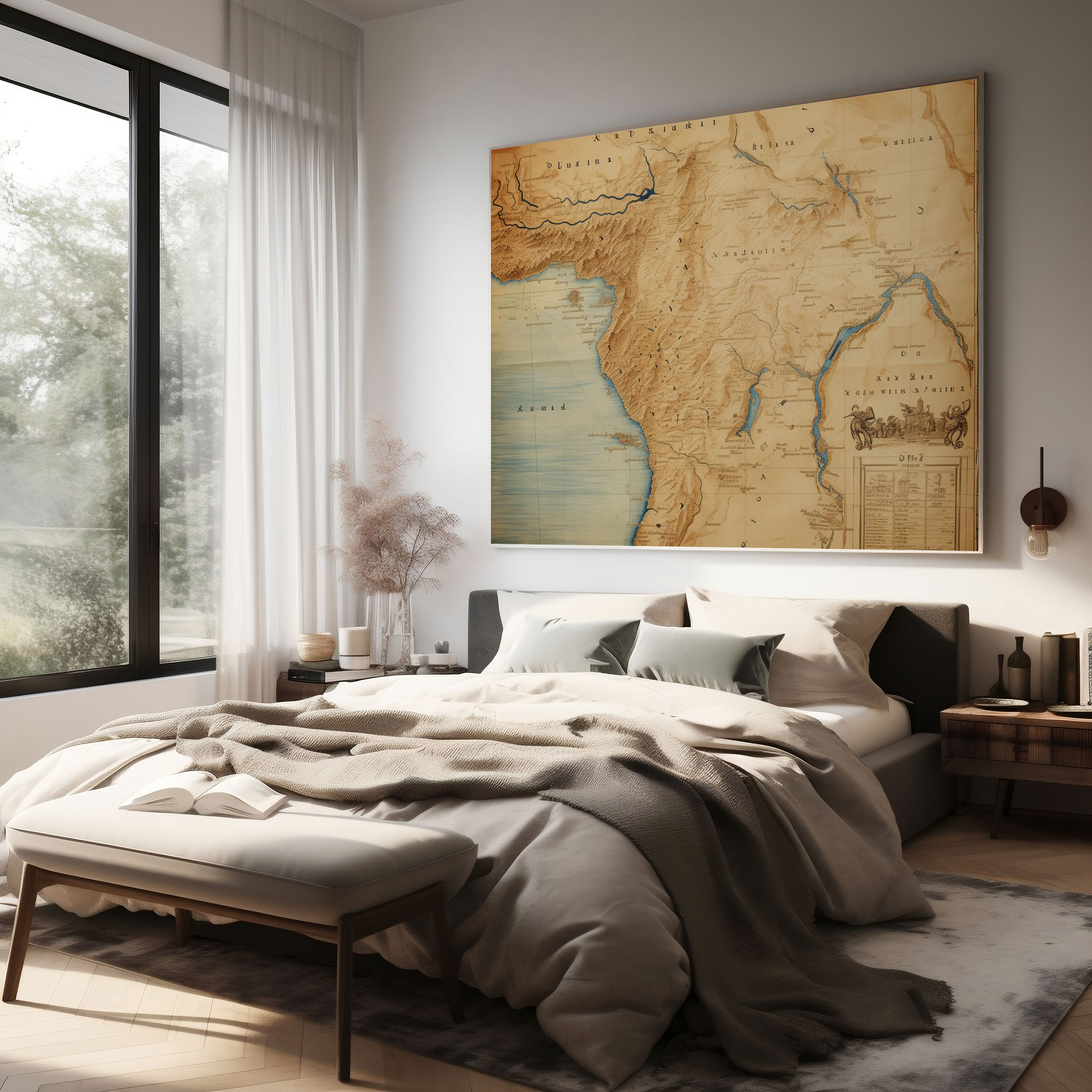 Papyrus Canvas Print - Vintage Nile River Map Wall Art - Papyrus, Canvas Print, Nile River, Canvas