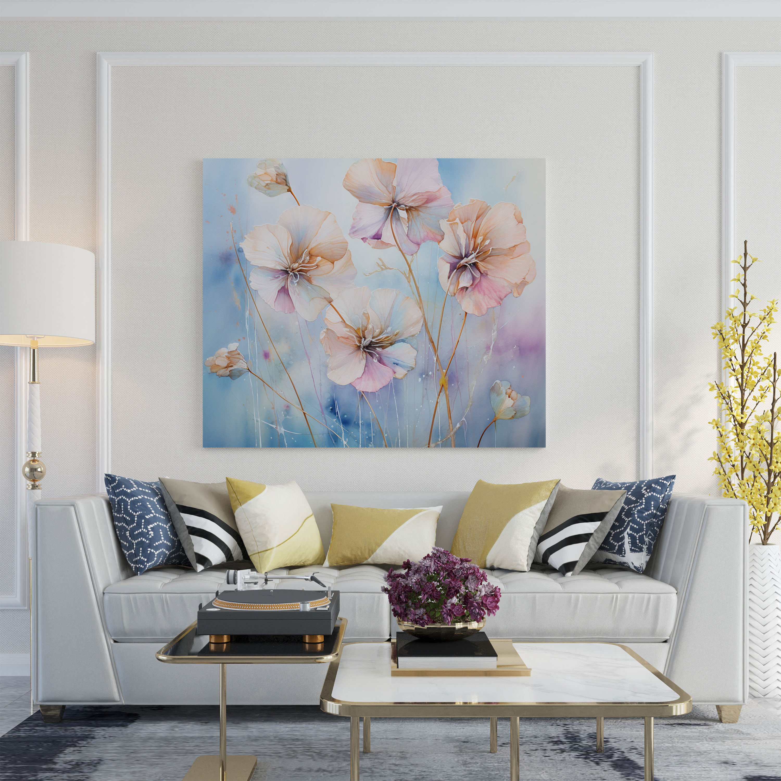 Papyrus Canvas Print - Ethereal Watercolor Wall Art - Papyrus, Serenity, Papyrus, Gentle Oasis