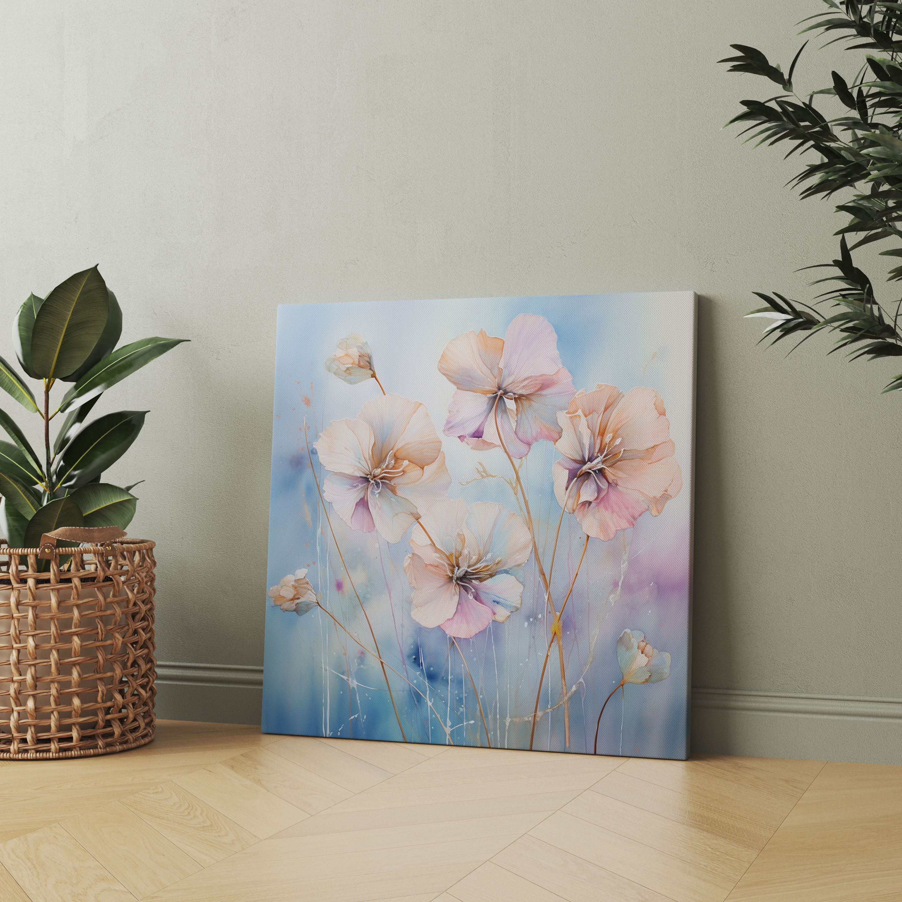 Papyrus Canvas Print - Ethereal Watercolor Wall Art - Papyrus, Serenity, Papyrus, Gentle Oasis