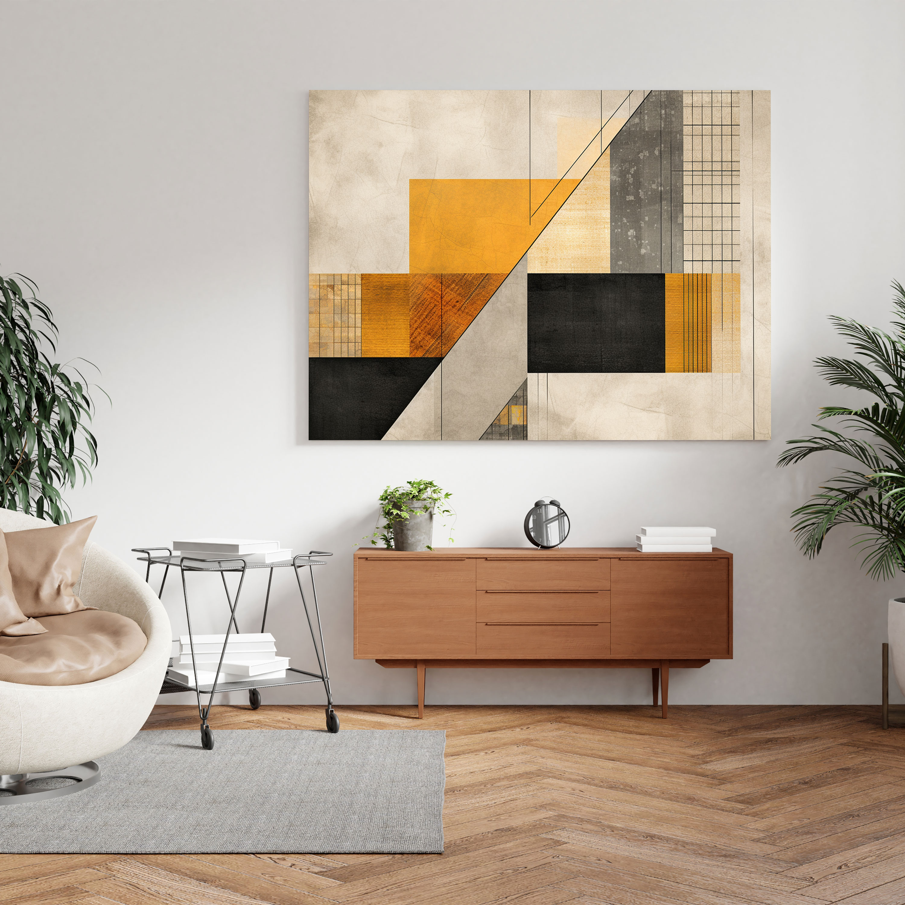 Papyrus Wall Art - Geometric Fusion Canvas Print - Papyrus, Ancient Textures, Canvas Print, Wall Art