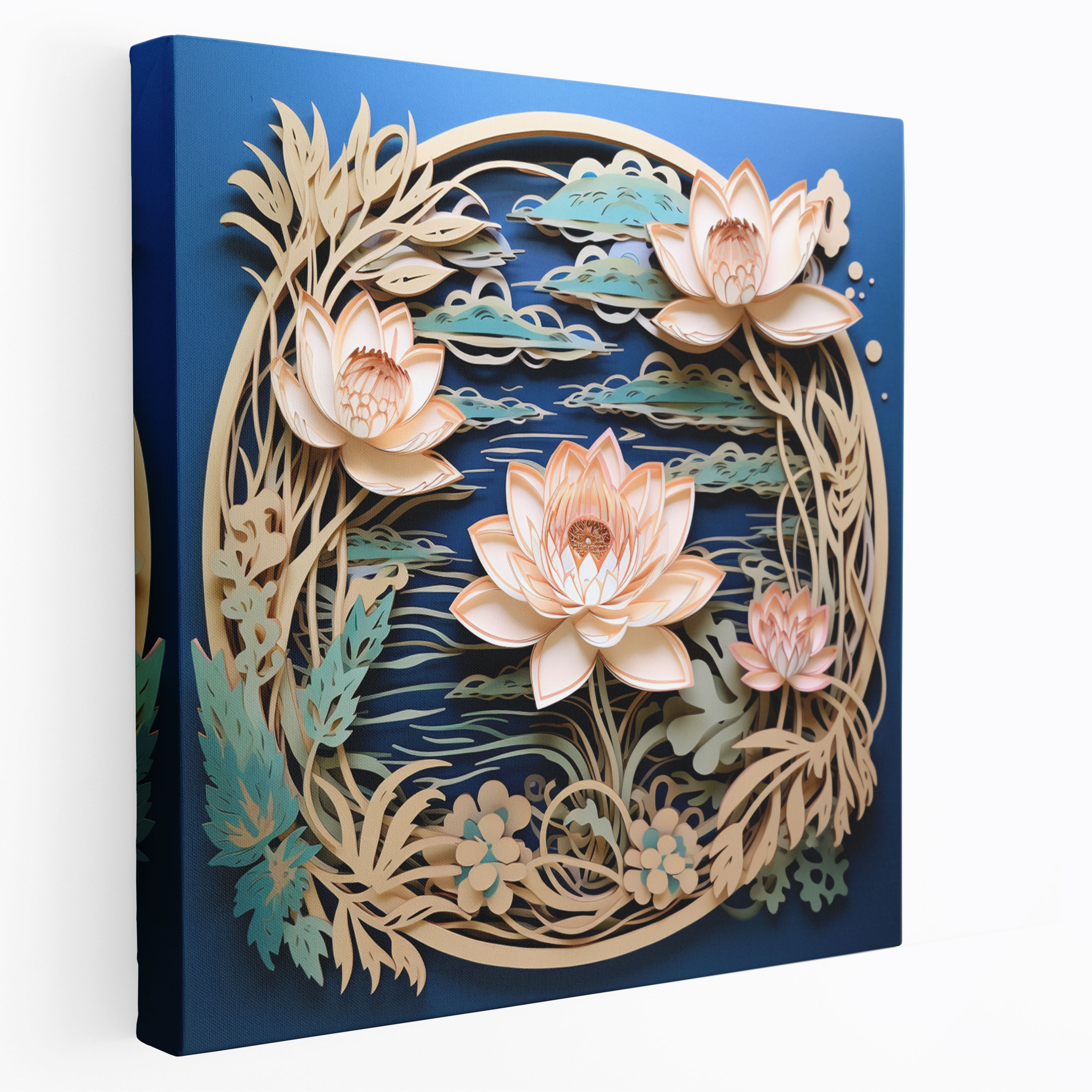 Papyrus Wall Decoration - Lotus Flower Cutout - Papyrus, Canvas, Home Decoration, Nature-Inspired