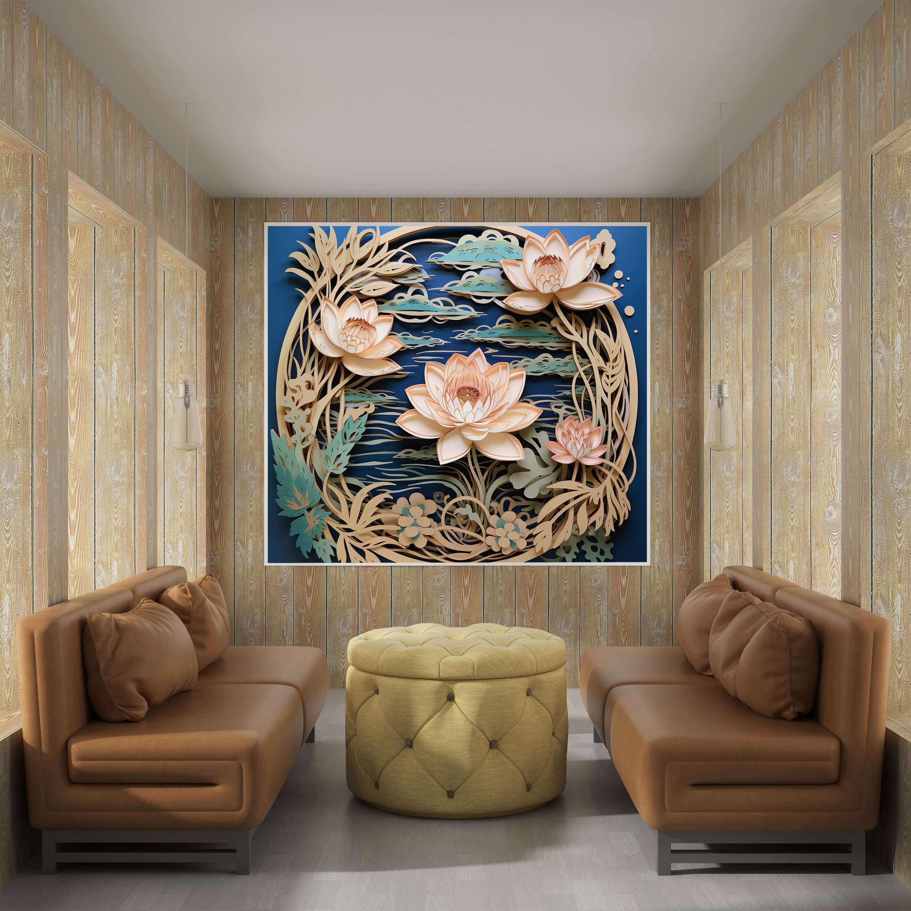 Papyrus Wall Decoration - Lotus Flower Cutout - Papyrus, Canvas, Home Decoration, Nature-Inspired