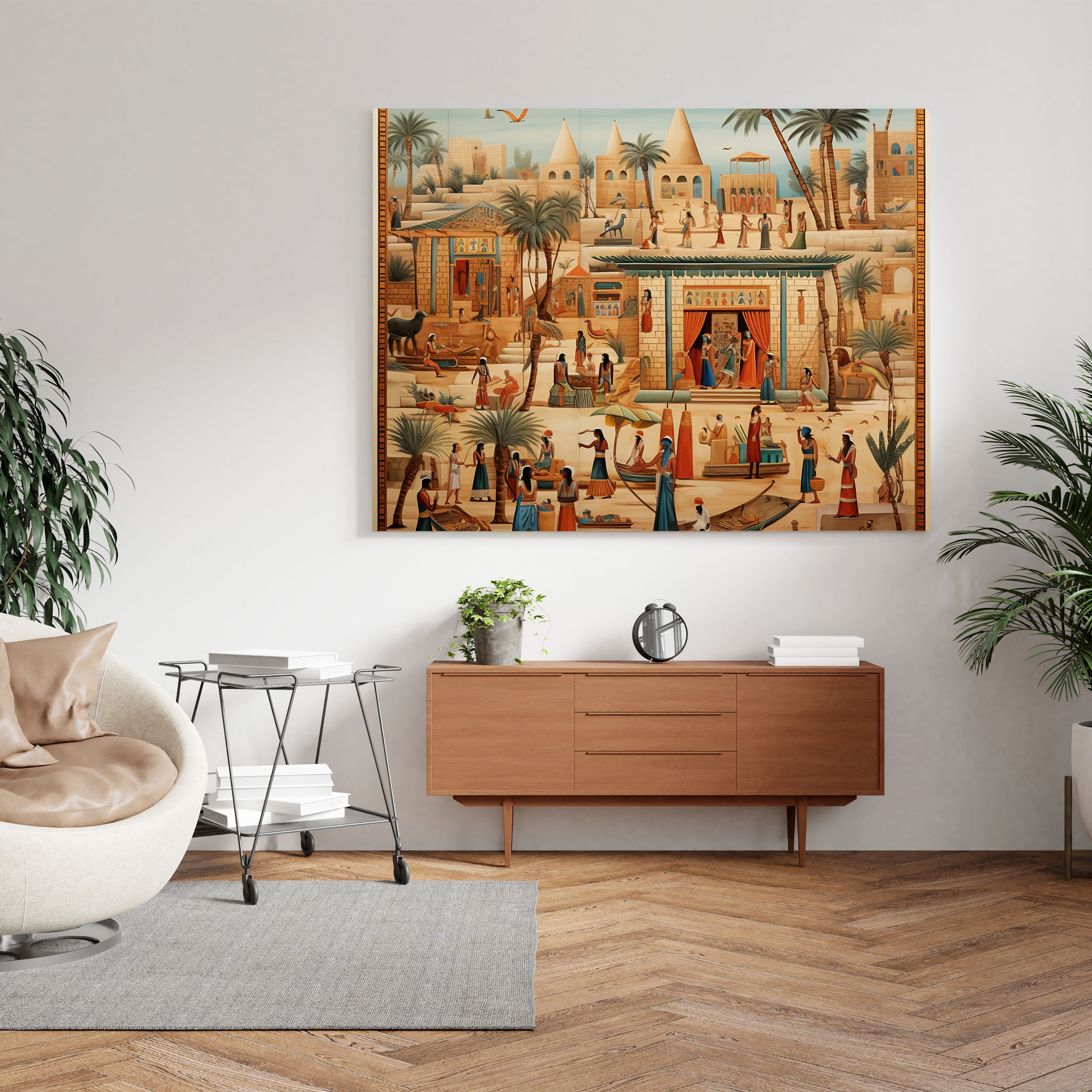 Egyptian Marketplace Papyrus Wall Decoration - Papyrus, Hustle And Bustle, Wall Decoration, Home Decoration