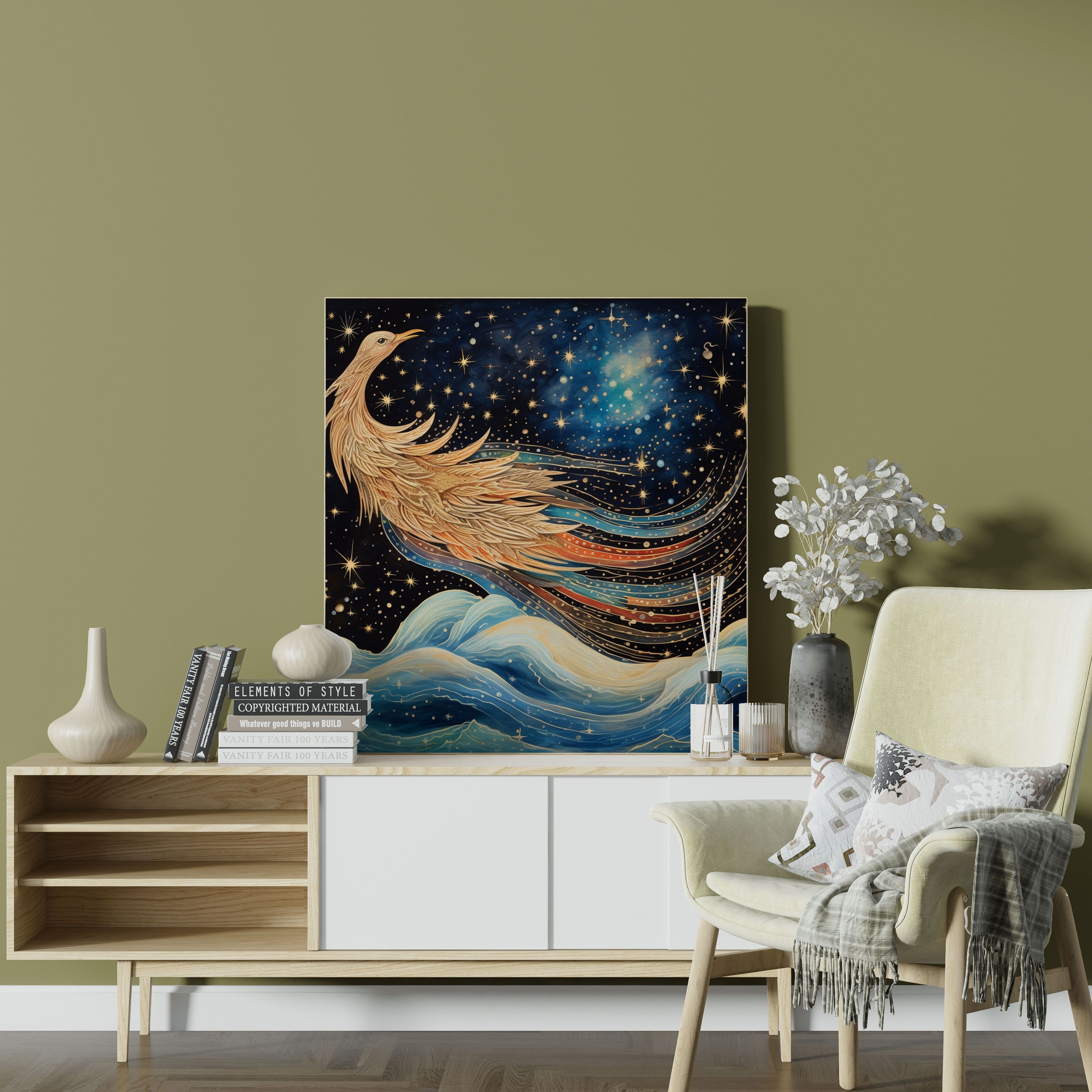 Papyrus Canvas Print - Mythical Creature In Starry Sky - Papyrus, Canvas Wall Art, Wall Art, Canvas Print