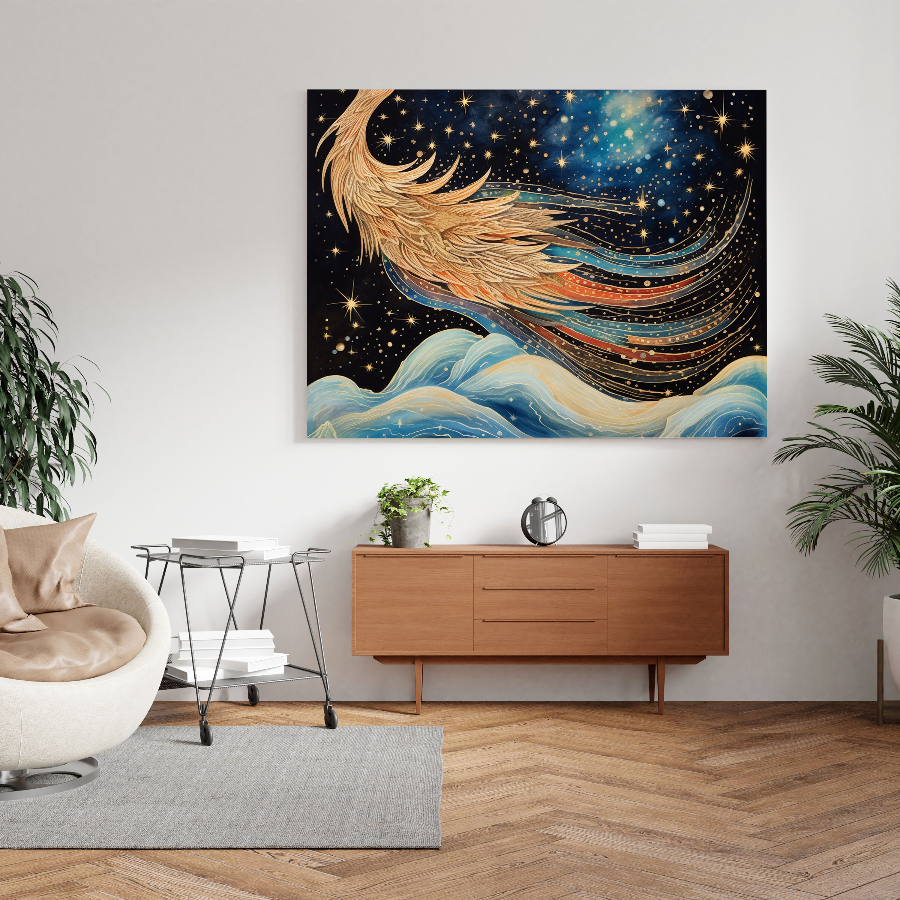 Papyrus Canvas Print - Mythical Creature In Starry Sky - Papyrus, Canvas Wall Art, Wall Art, Canvas Print