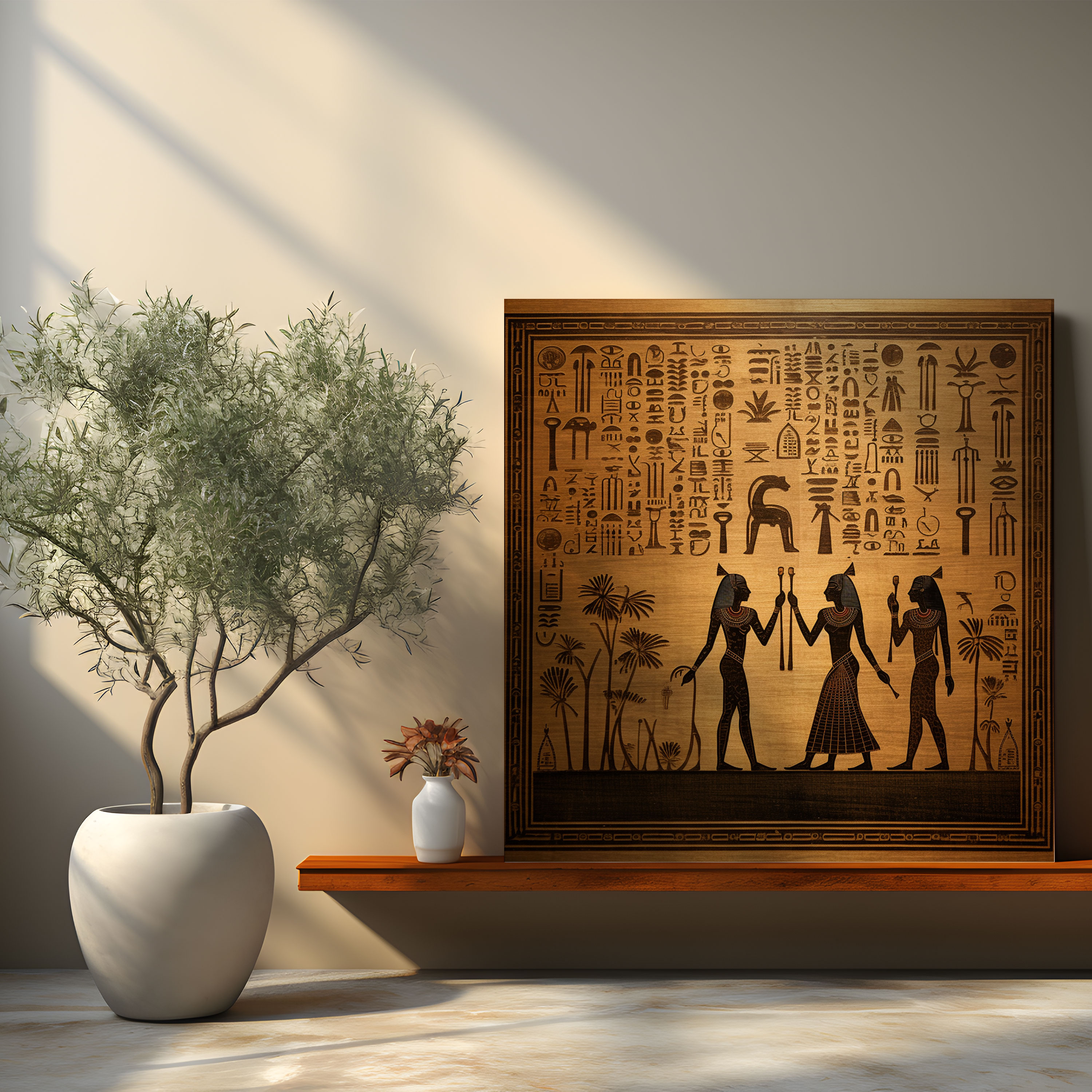 Hieroglyphic Spell Papyrus Wall Decoration - Papyrus, Ancient Egyptian, Canvas, Ancient Wisdom