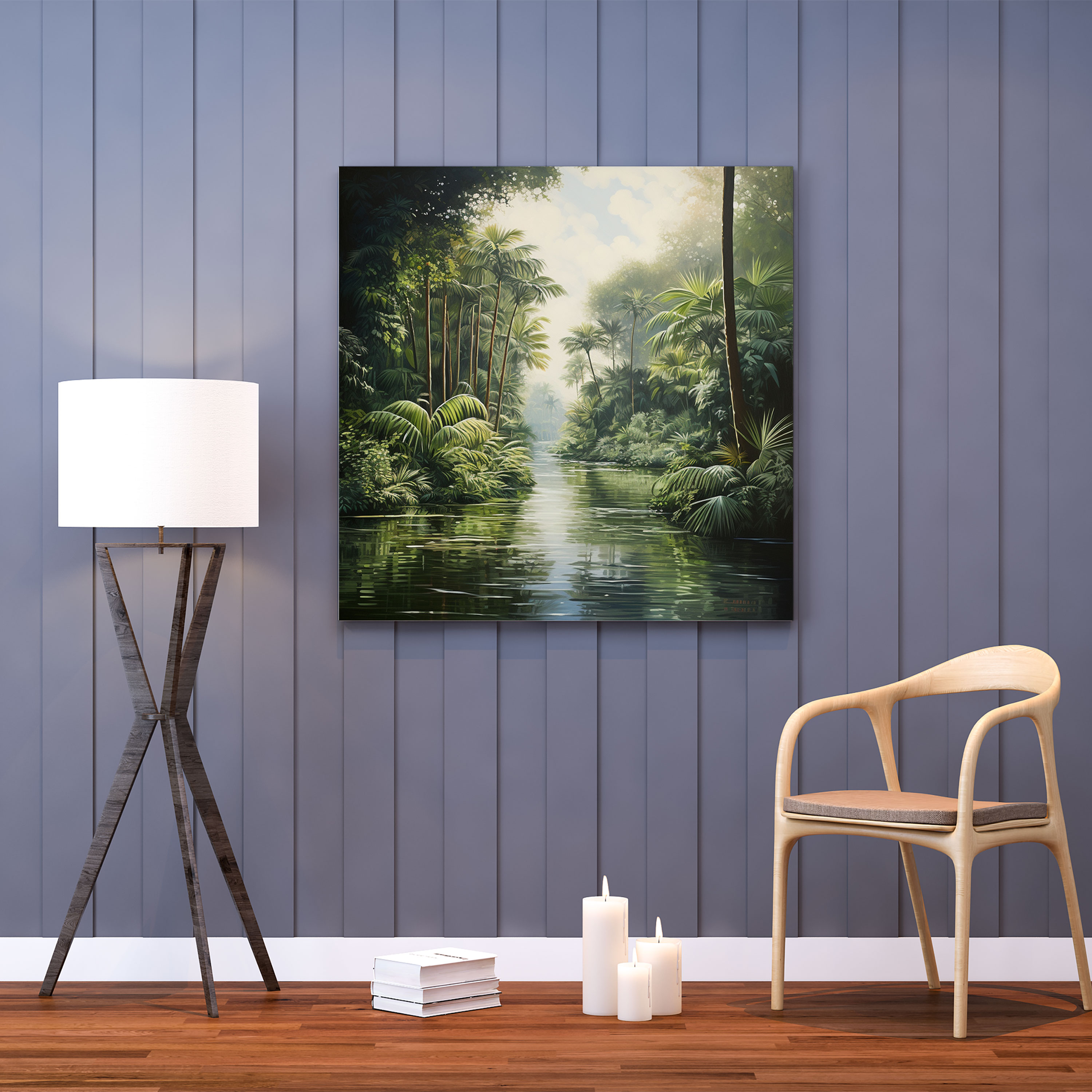 Papyrus Wall Art - Tranquil River - Papyrus, Lush Vegetation, Wall Decoration, Home Decoration