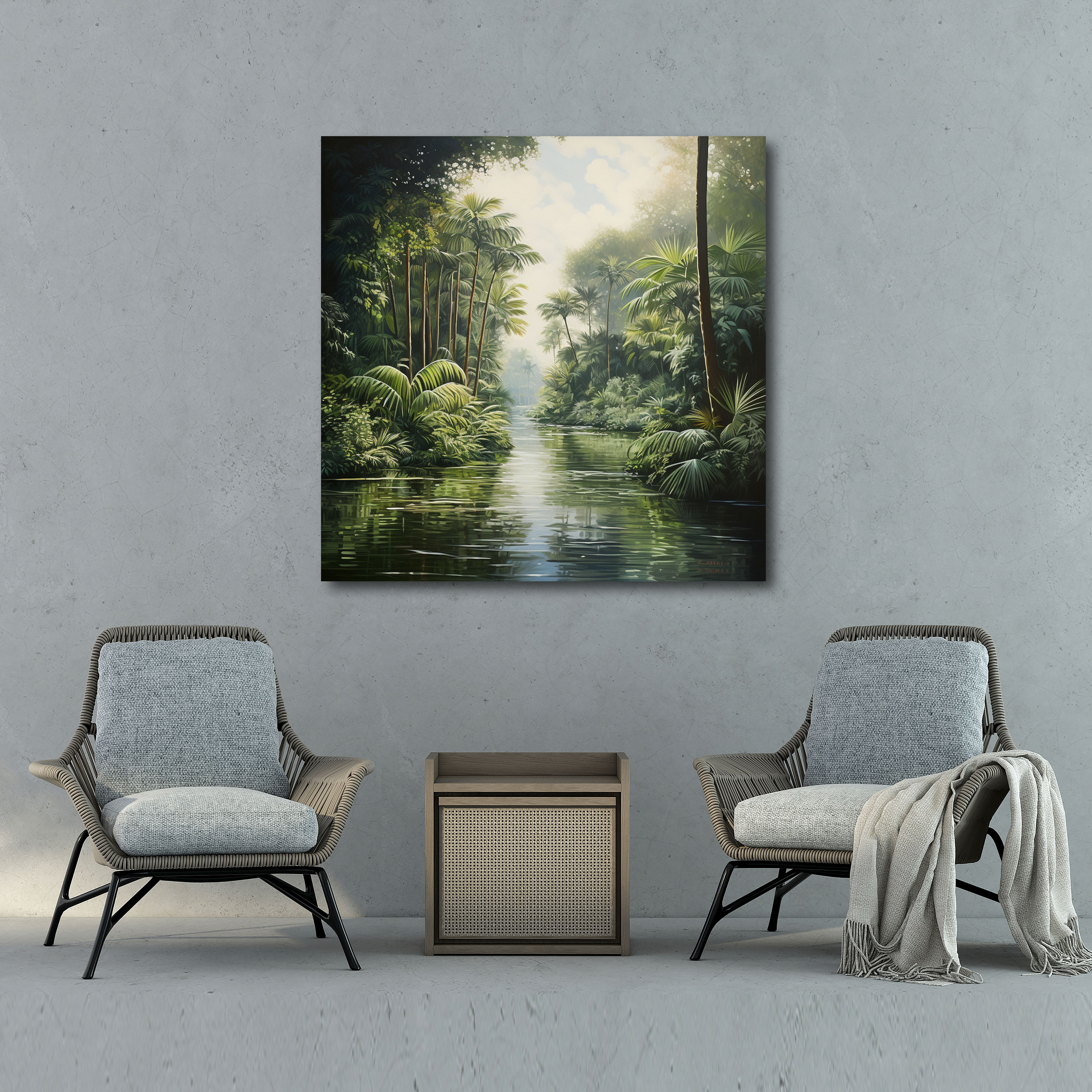 Papyrus Wall Art - Tranquil River - Papyrus, Lush Vegetation, Wall Decoration, Home Decoration