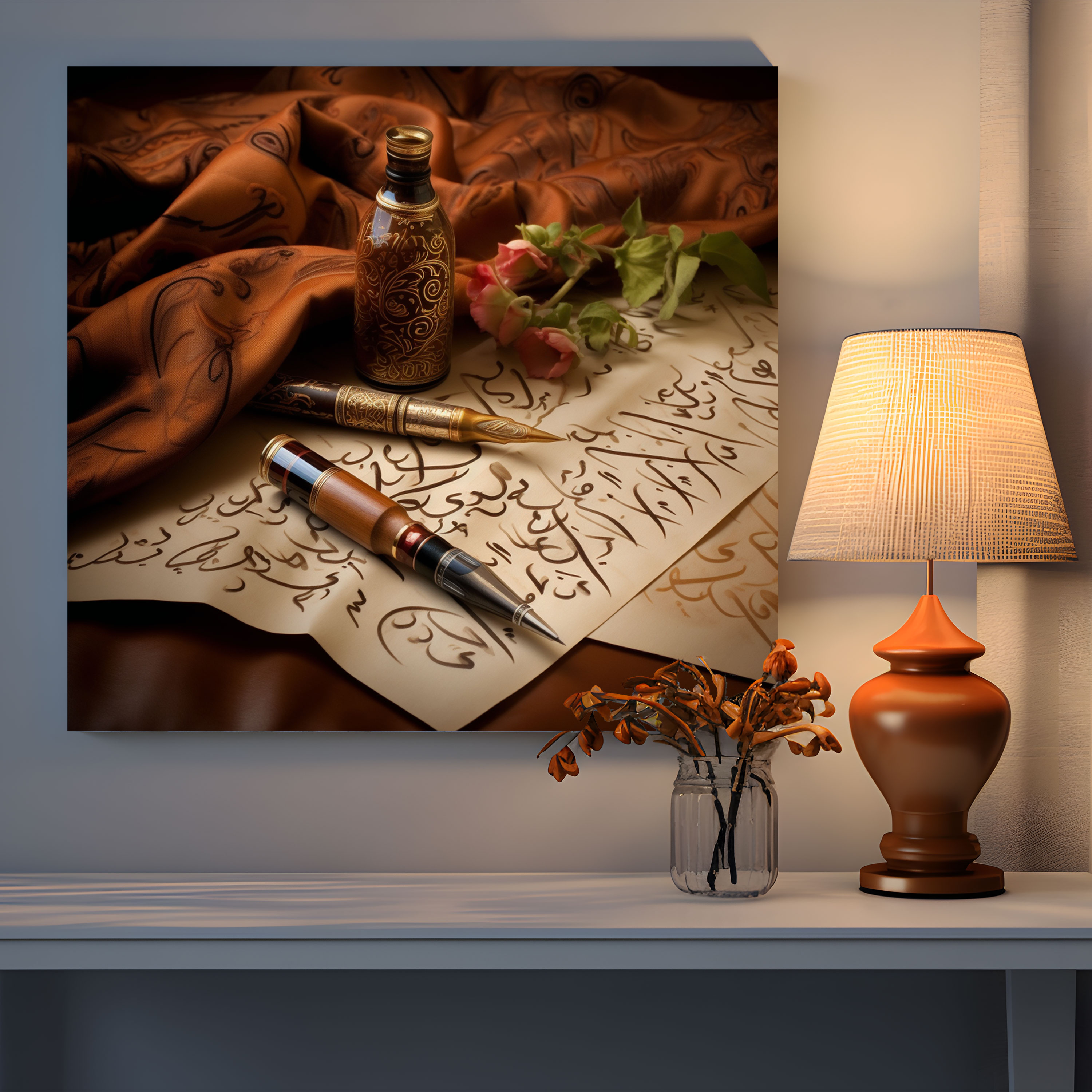 Papyrus Wall Decoration - Elegant Calligraphy - Papyrus, Wall Decoration, Canvas Wall Art, Canvas