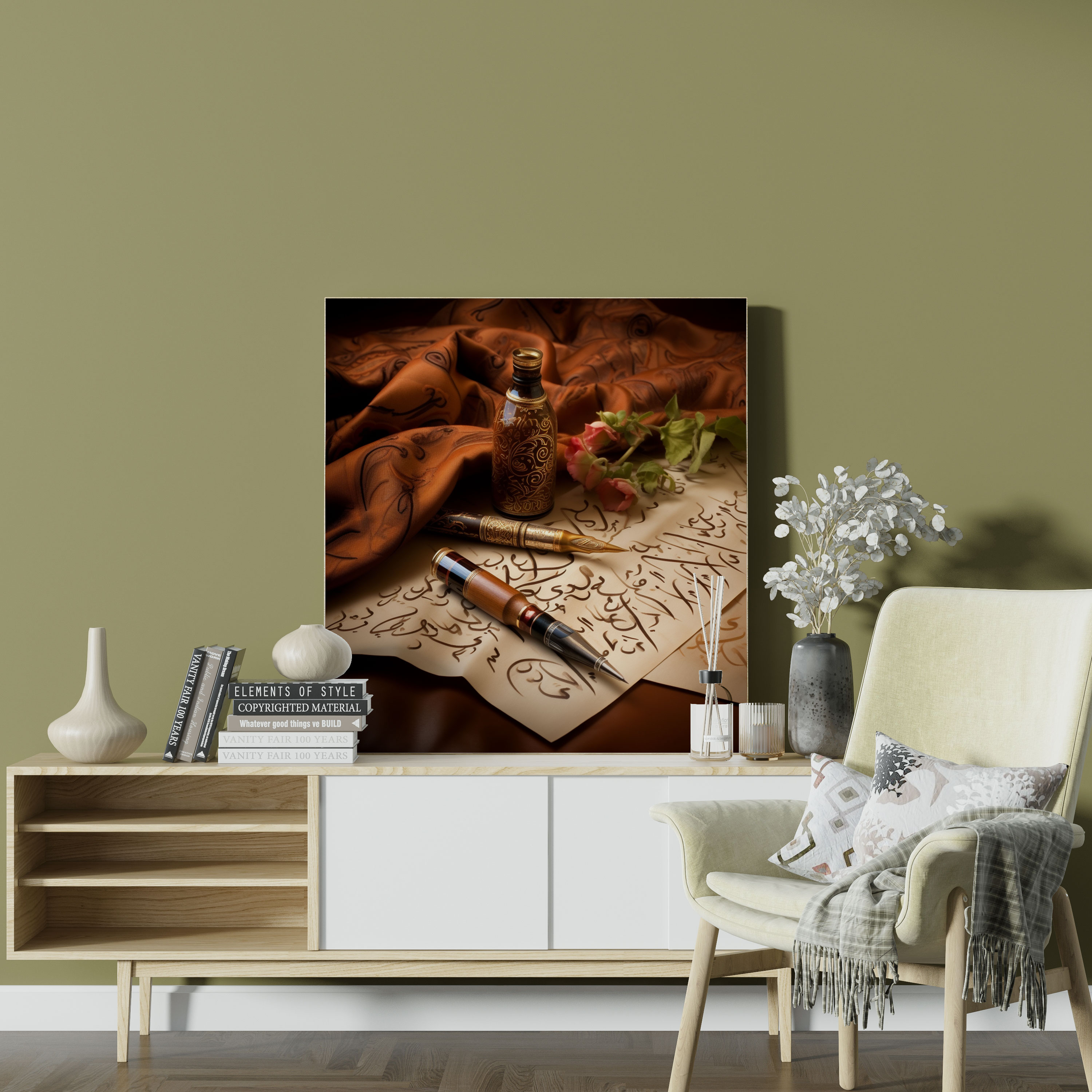 Papyrus Wall Decoration - Elegant Calligraphy - Papyrus, Wall Decoration, Canvas Wall Art, Canvas