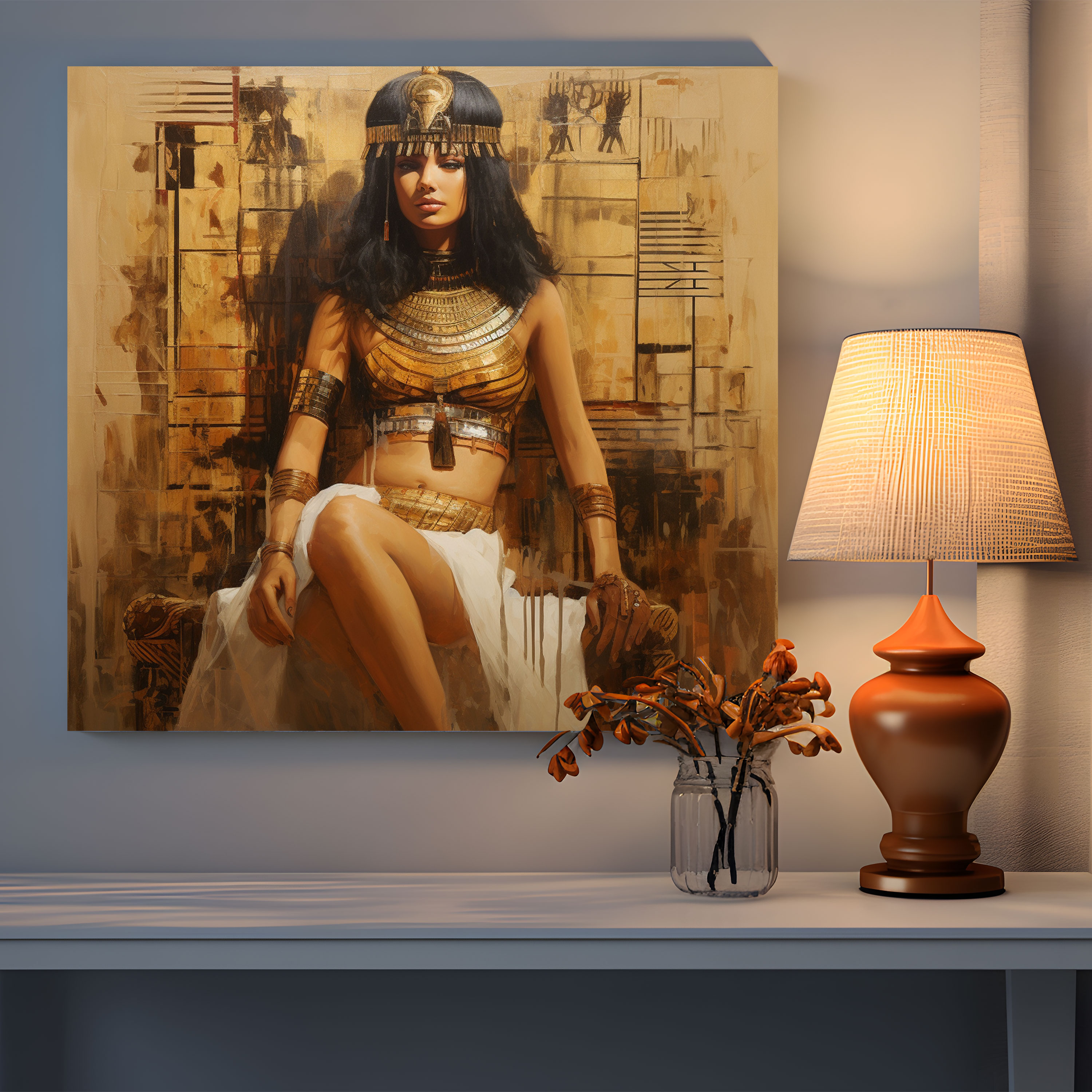 Papyrus Canvas Print - Regal Cleopatra - Papyrus, Wall Art, Wall Decoration, Egypt