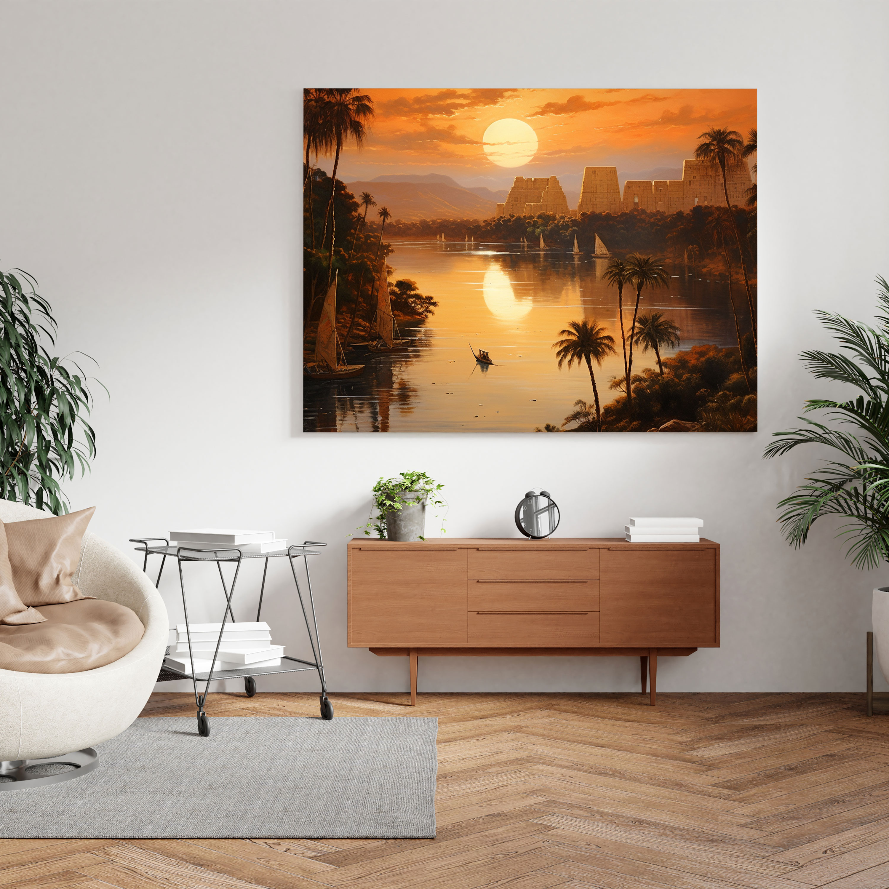 Papyrus Wall Decoration - Ethereal Sunset - Papyrus, Egypt, Sunset, Wall Decoration