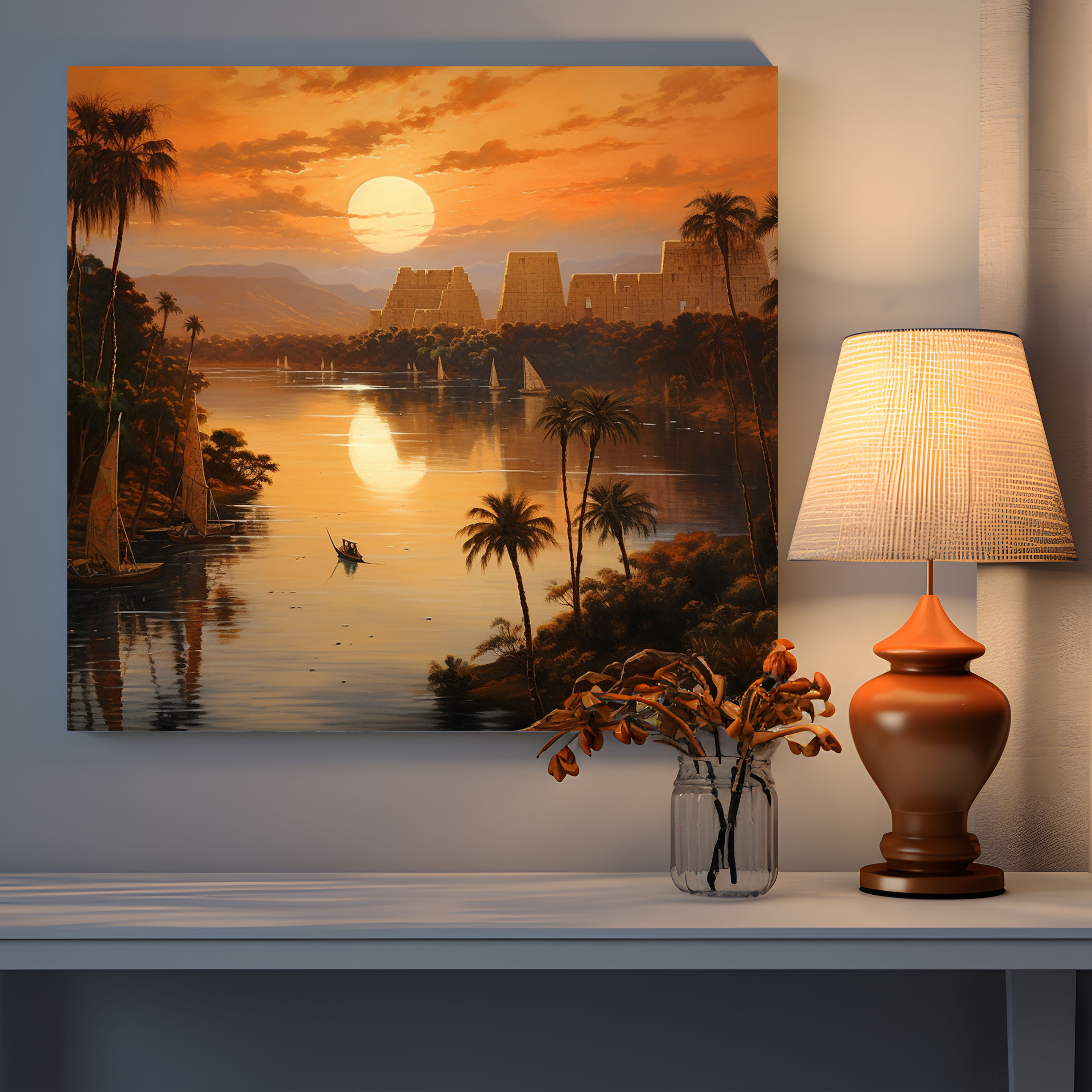 Papyrus Wall Decoration - Ethereal Sunset - Papyrus, Egypt, Sunset, Wall Decoration