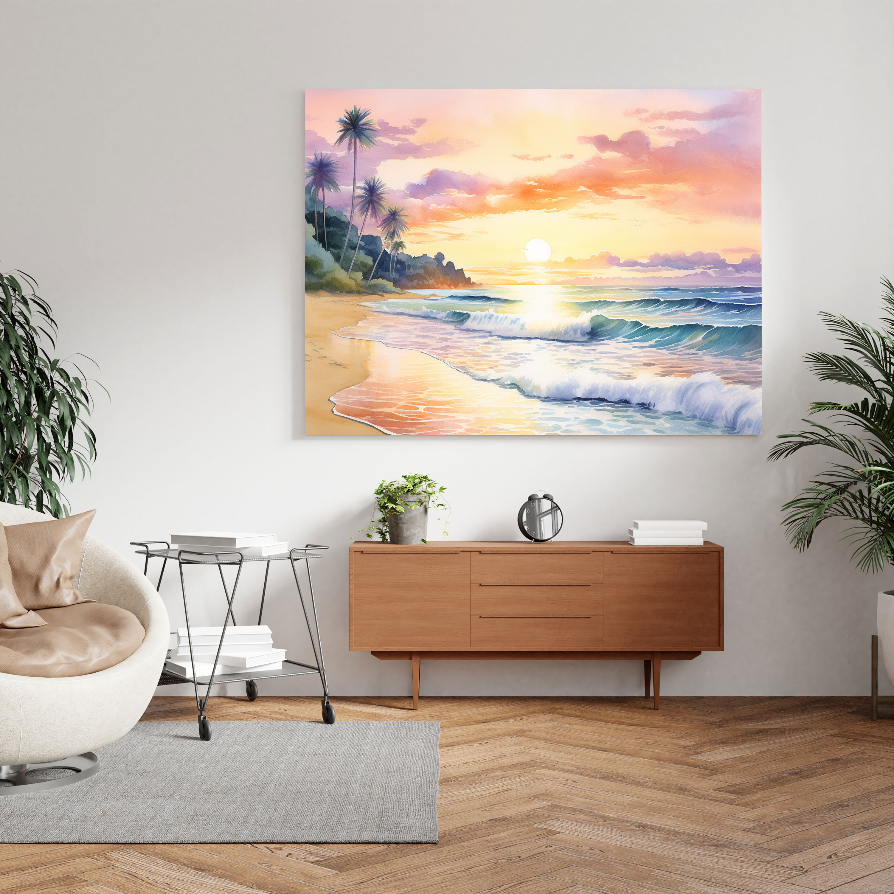 Pastel Wall Art - Beach Sunset Canvas Print - Pastel, Wall Art, Canvas Wall Art, Beach Sunset