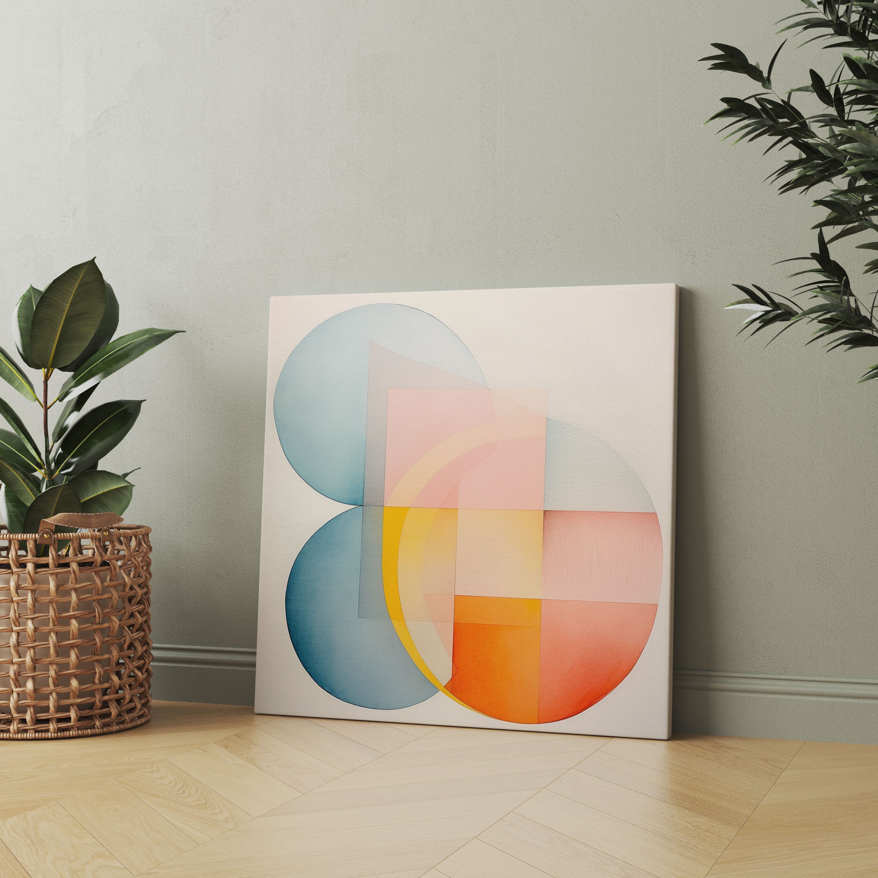 Pastel Duvar Dekorasyonu - Soyut Geometrik Kanvas Tablo Baskısı - Pastel Ev Dekorasyonu Kanvas Duvar Sanatı