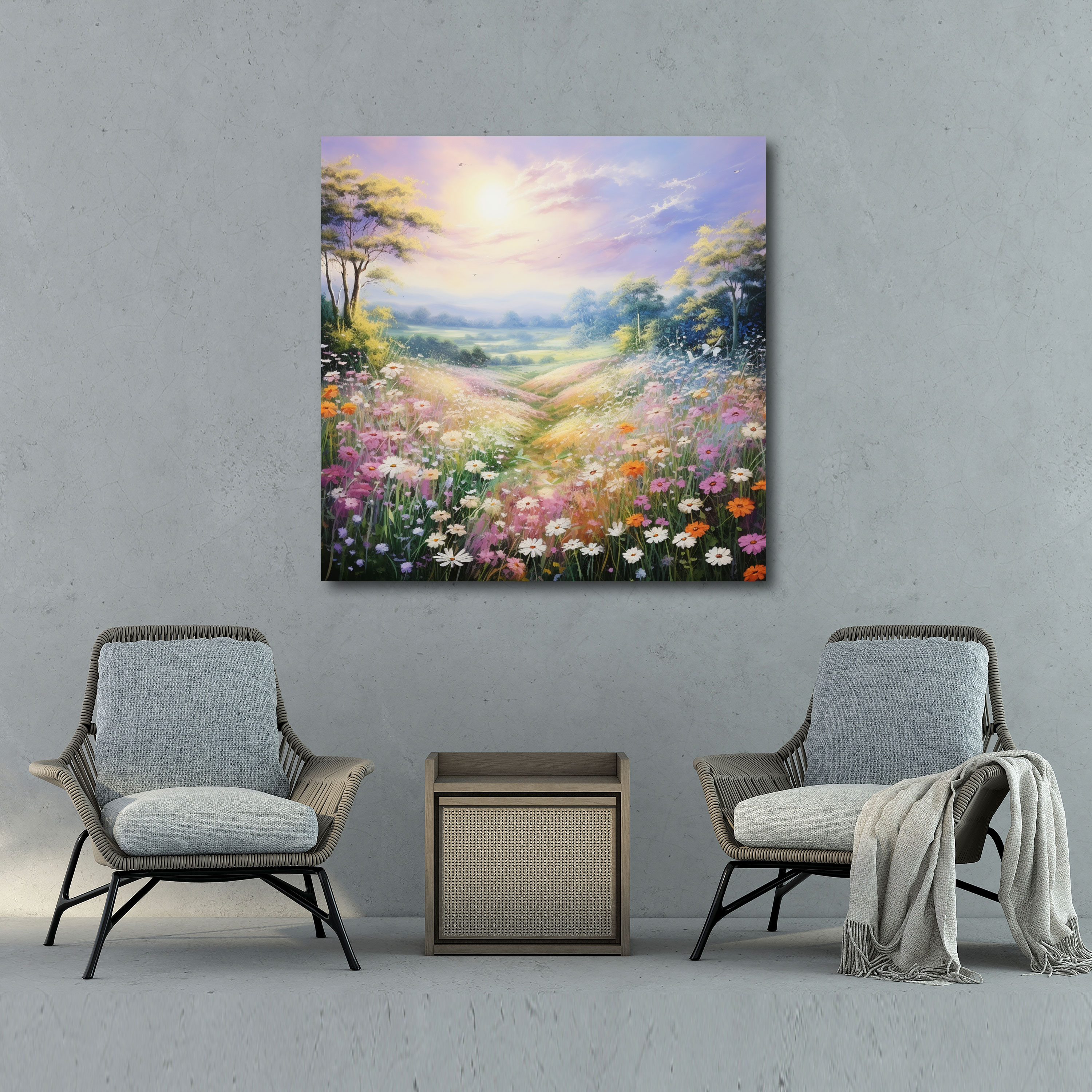 Pastel Canvas Print - Meadow Landscape Wall Art - Pastel, Canvas Print, Pastel, Meadow Landscape