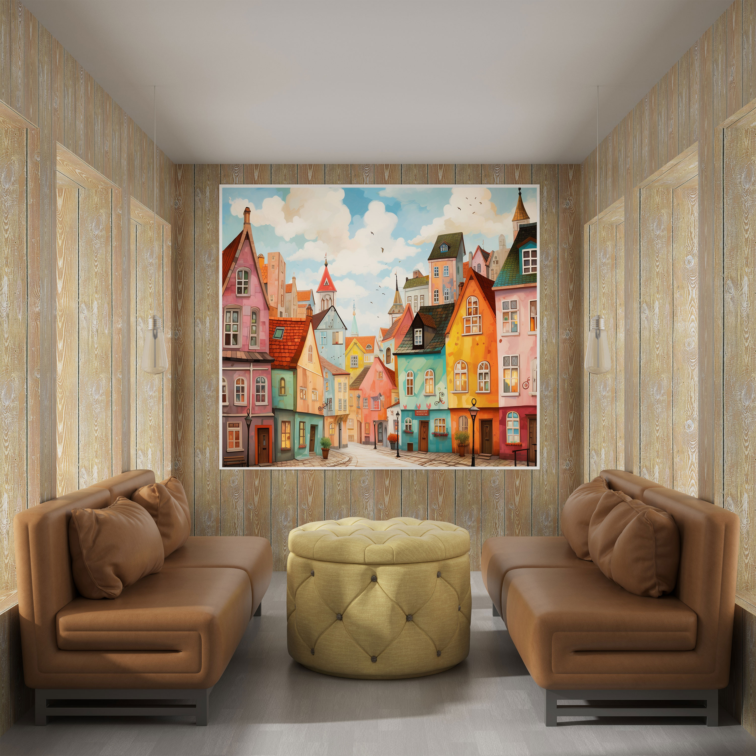 Pastel Wall Art - Cityscape Canvas Print - Pastel, Wall Art, Canvas Print, Canvas Wall Art