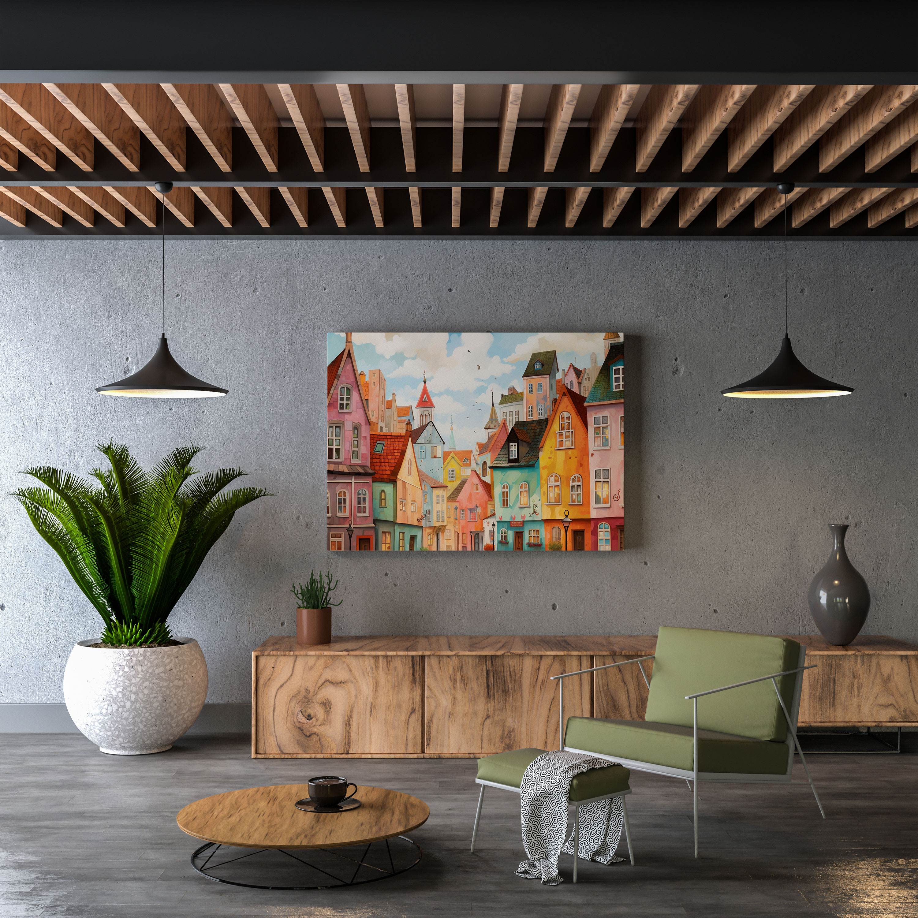 Pastel Wall Art - Cityscape Canvas Print - Pastel, Wall Art, Canvas Print, Canvas Wall Art