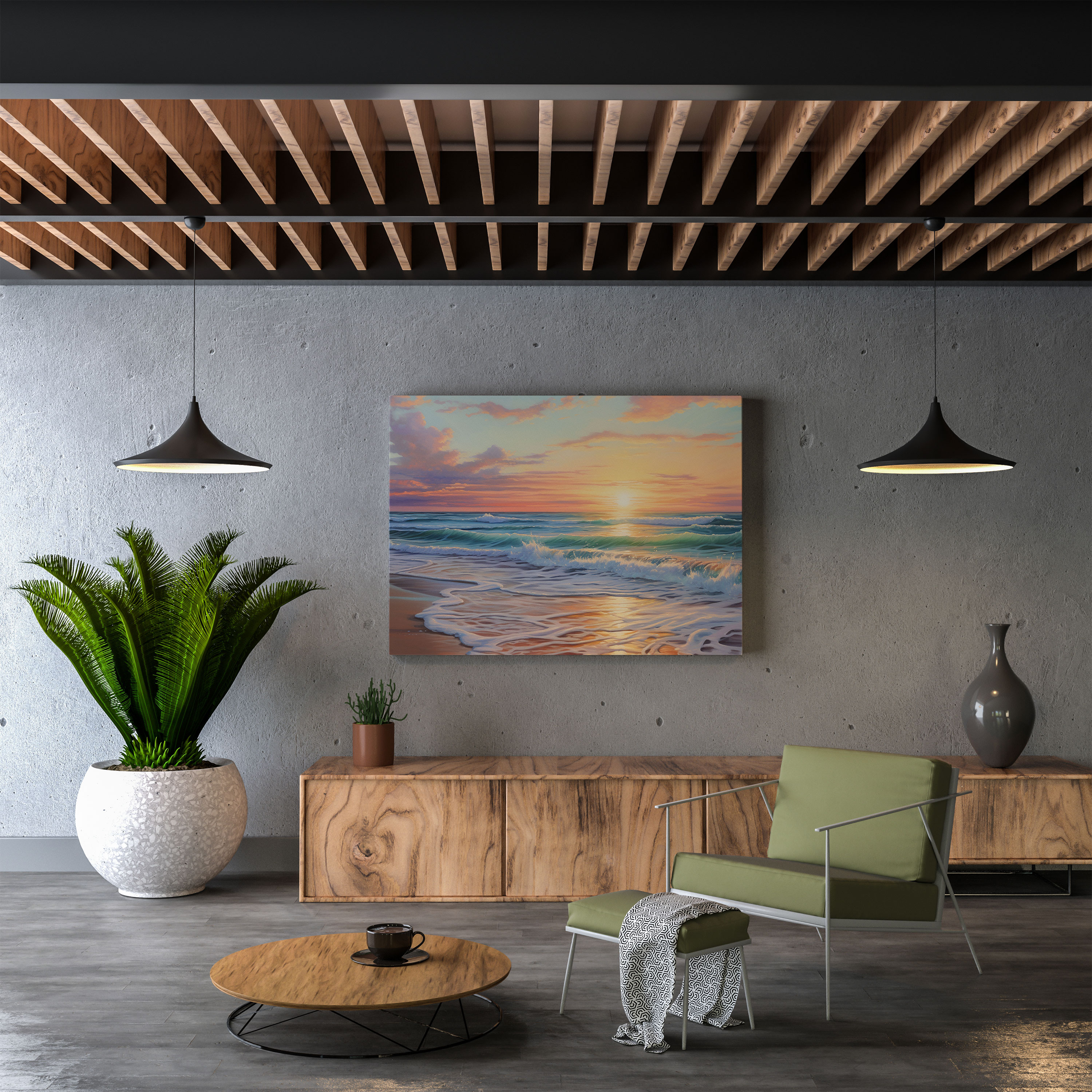 Pastel Beach Sunset Canvas Print - Dreamy Wall Art - Pastel, Pastel, Calm Sea, Beach Sunset