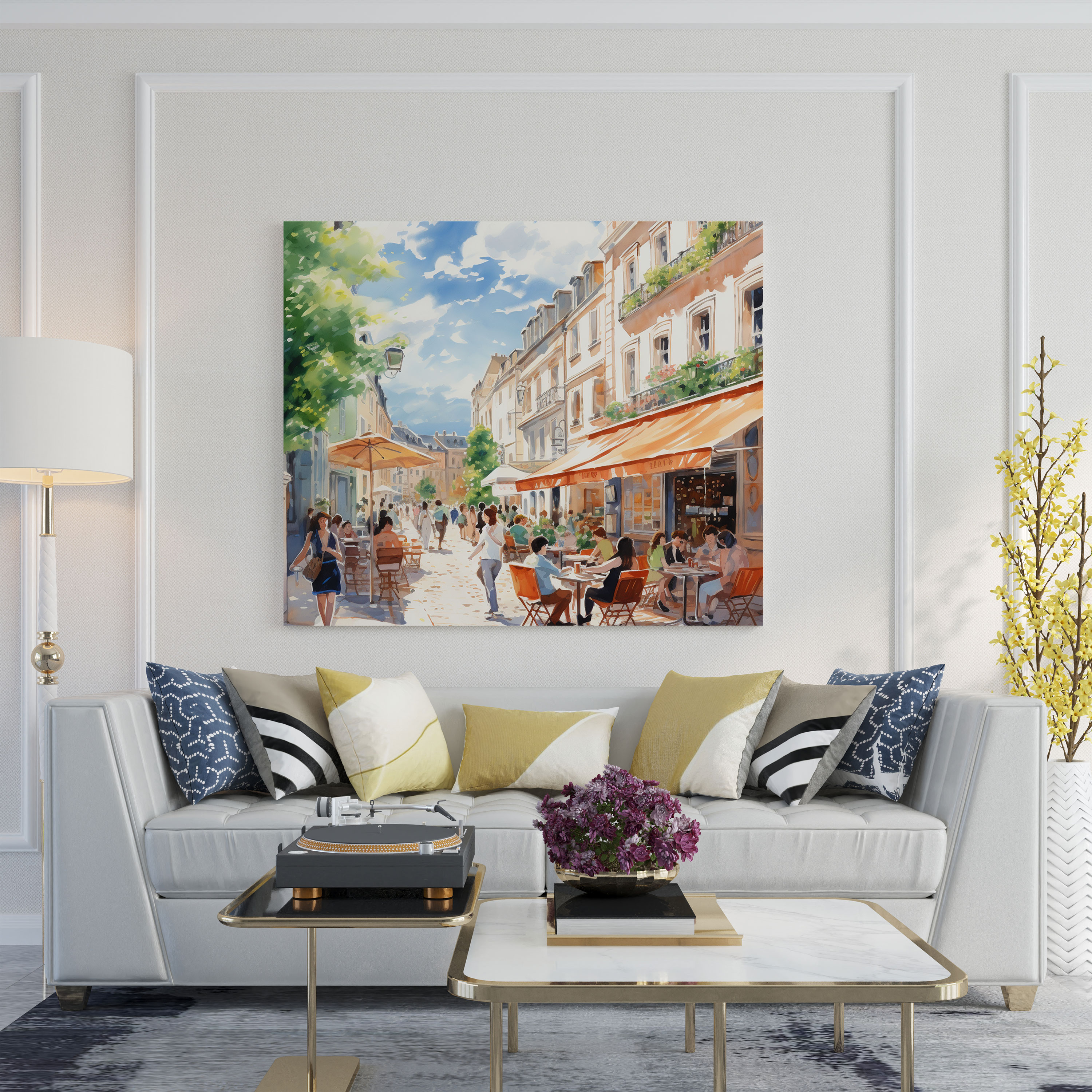 Pastel Café Scene Canvas Print - Charming Wall Art - Pastel, Wall Decoration, Canvas Print, Pastel