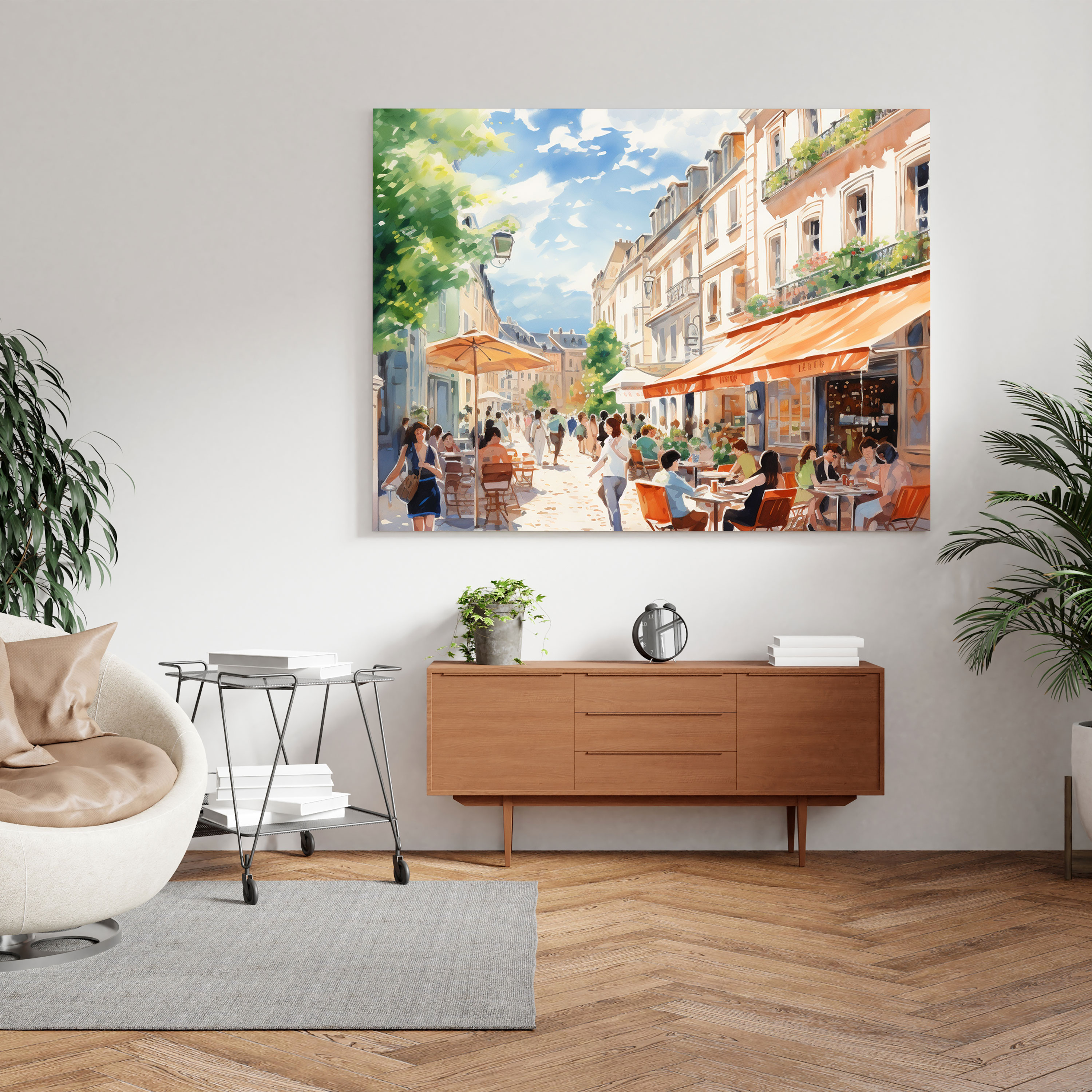 Pastel Café Scene Canvas Print - Charming Wall Art - Pastel, Wall Decoration, Canvas Print, Pastel