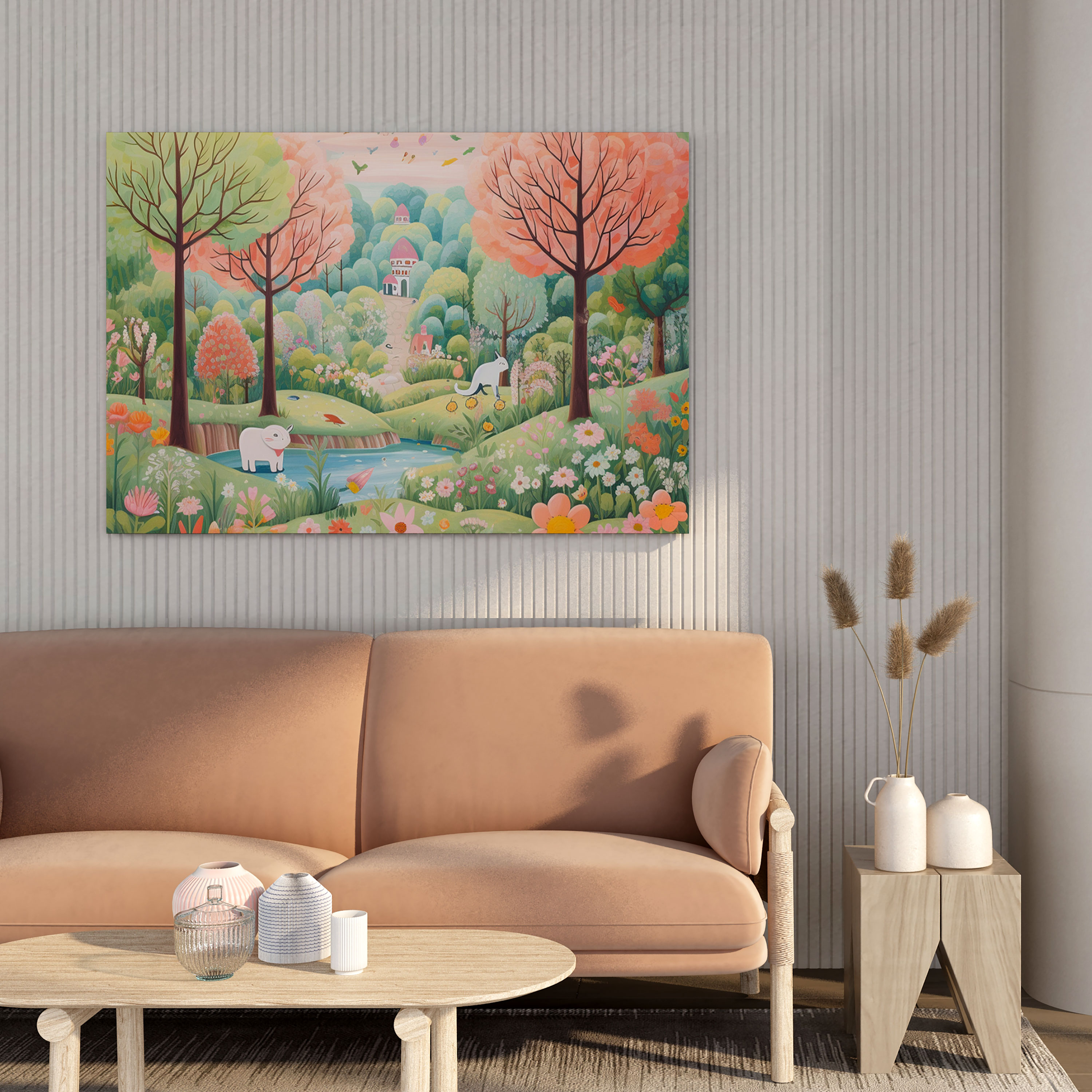 Pastel Garden Canvas Print - Delicate Wall Decoration - Pastel, Adorable Animals, Canvas Wall Art, Pastel