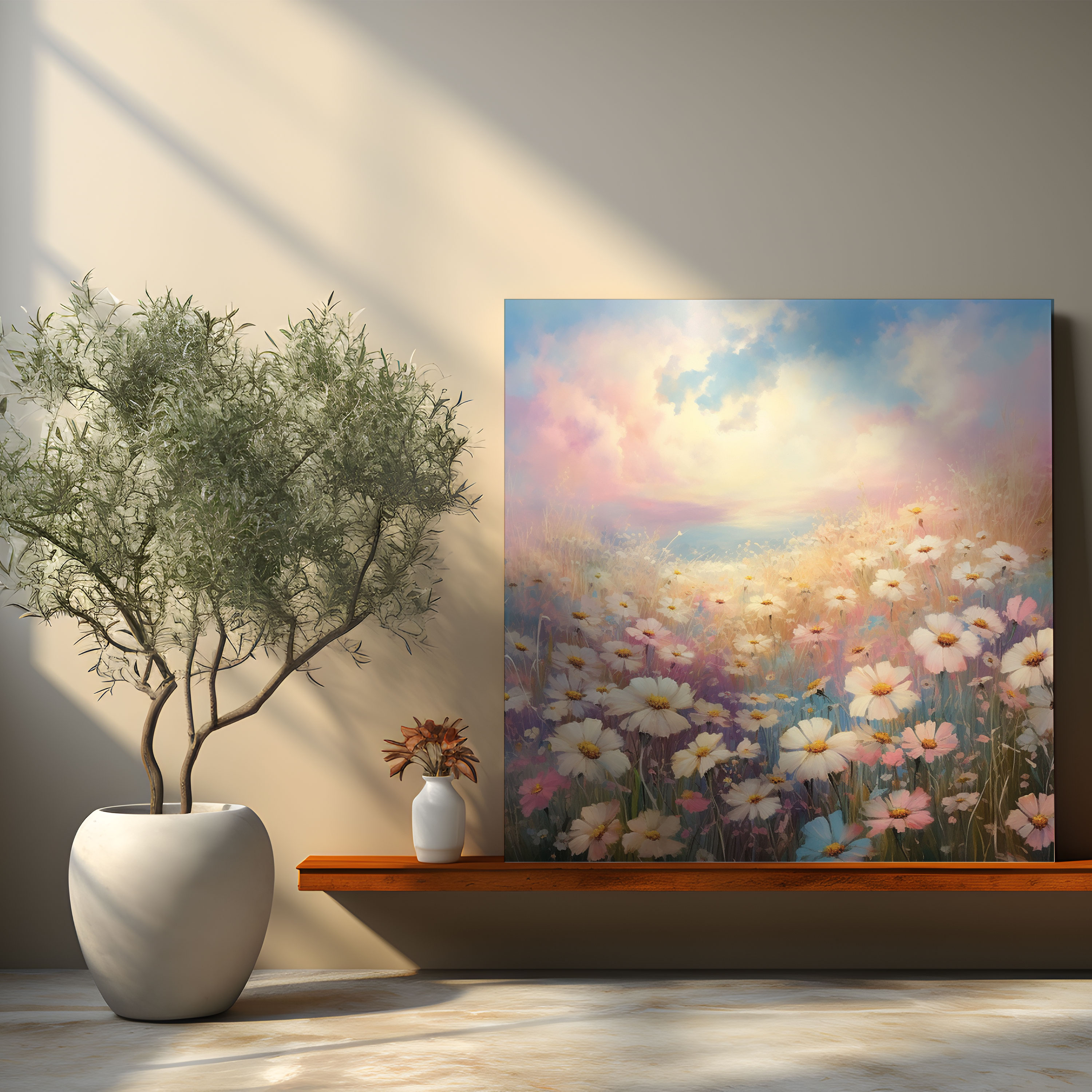 Pastel Field Canvas Print - Pastel, Pastel, Field Of Flowers, Soft Pastel Painting