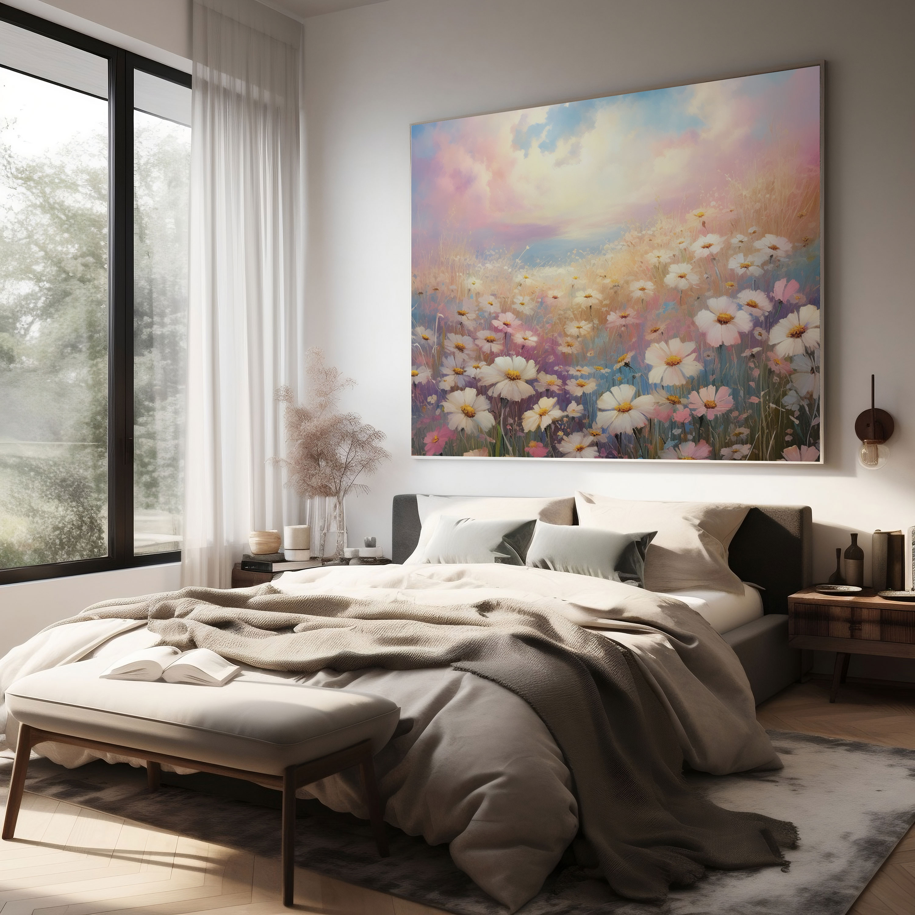 Pastel Field Canvas Print - Pastel, Pastel, Field Of Flowers, Soft Pastel Painting