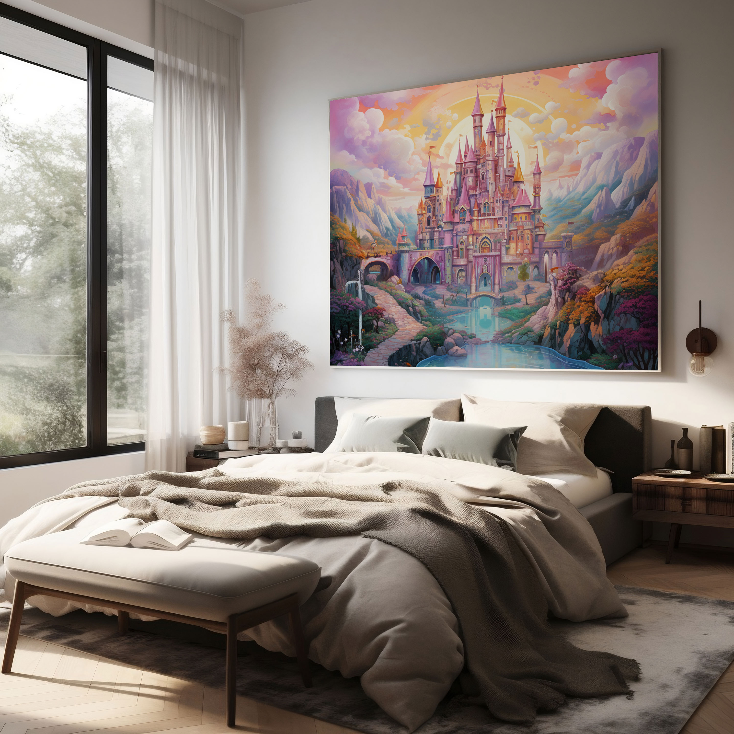Enchanting Fairytale Wall Art - Pastel, Wall Decoration, Canvas Wall Art, Magical Kingdom