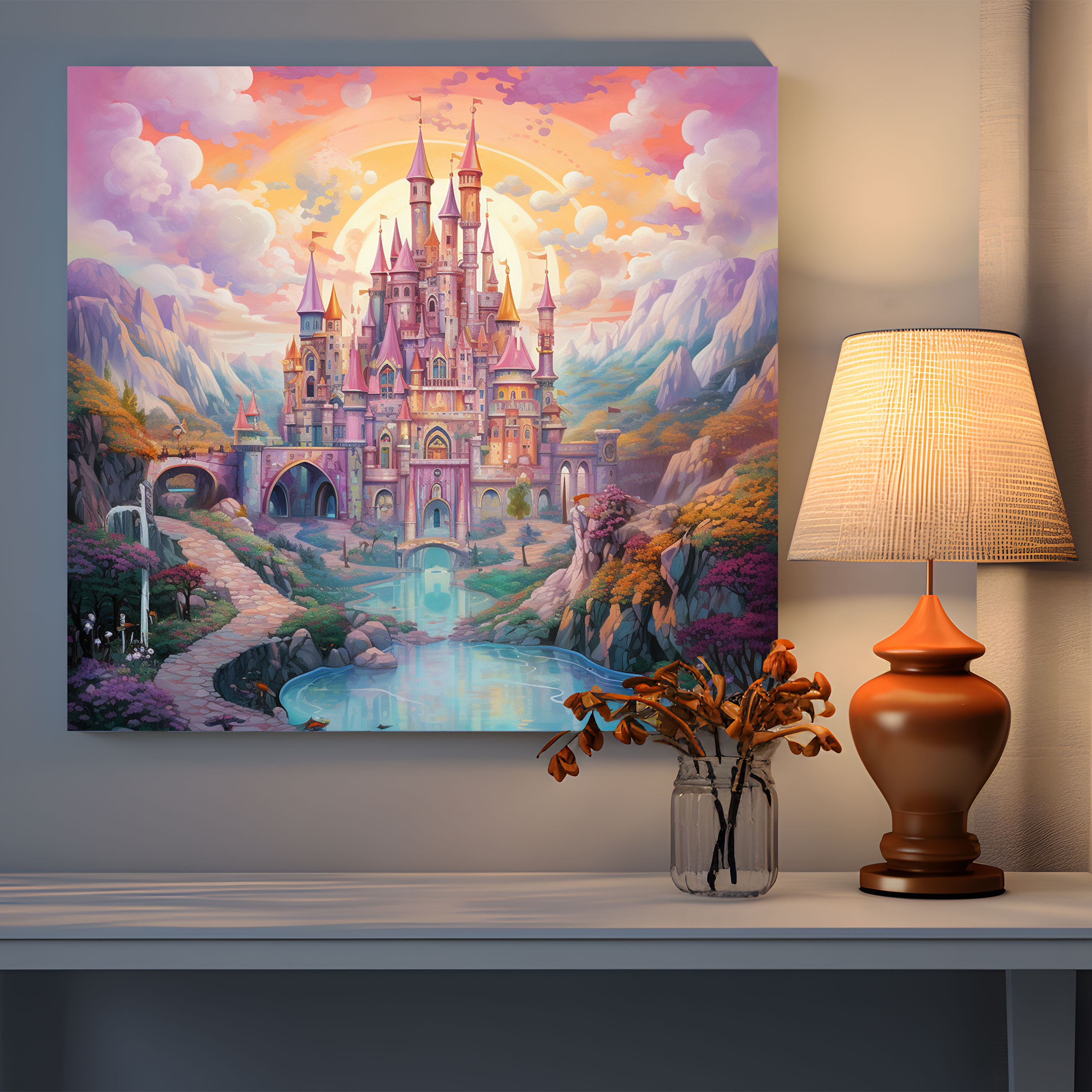 Enchanting Fairytale Wall Art - Pastel, Wall Decoration, Canvas Wall Art, Magical Kingdom