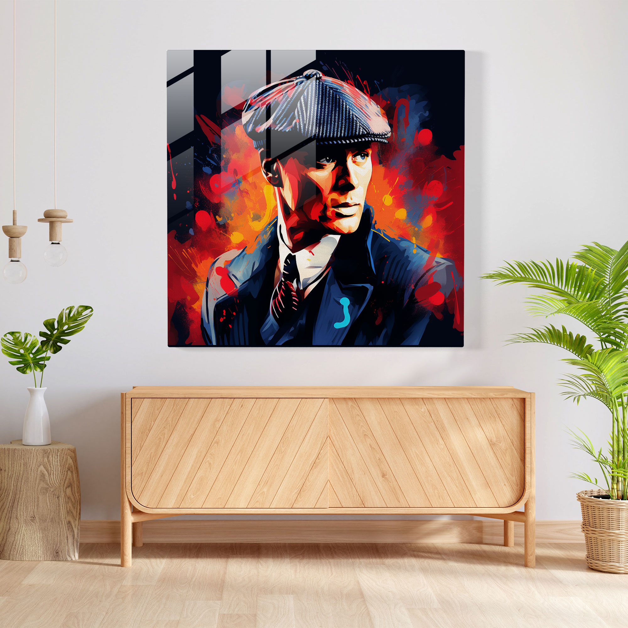 Peaky Blinders Cam Tablo - Canlı Pop Art Tommy Shelby İllüstrasyonu - Peaky Blinders Cam Duvar Dekorasyonu Cam Sanat