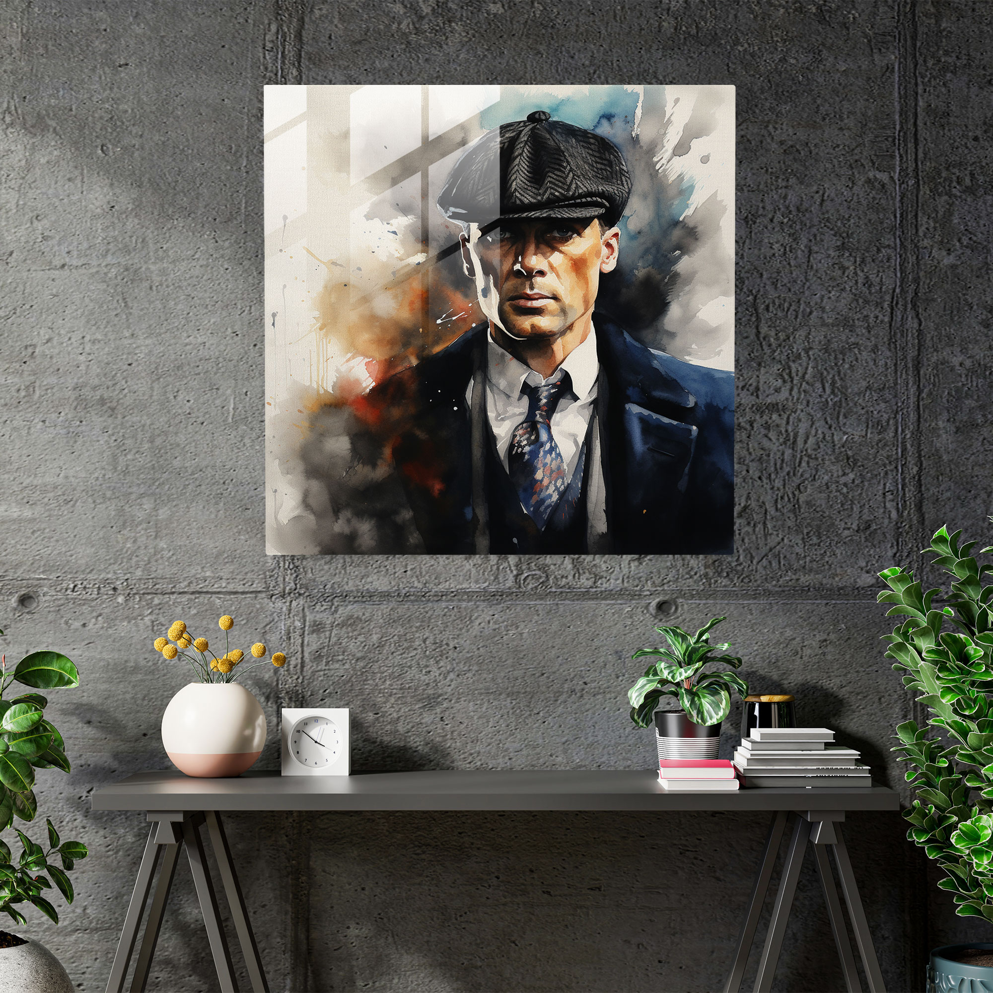 Peaky Blinders Watercolor Glass Print - Peaky Blinders, Dramatic Moments, Peaky Blinders, Home Decoration