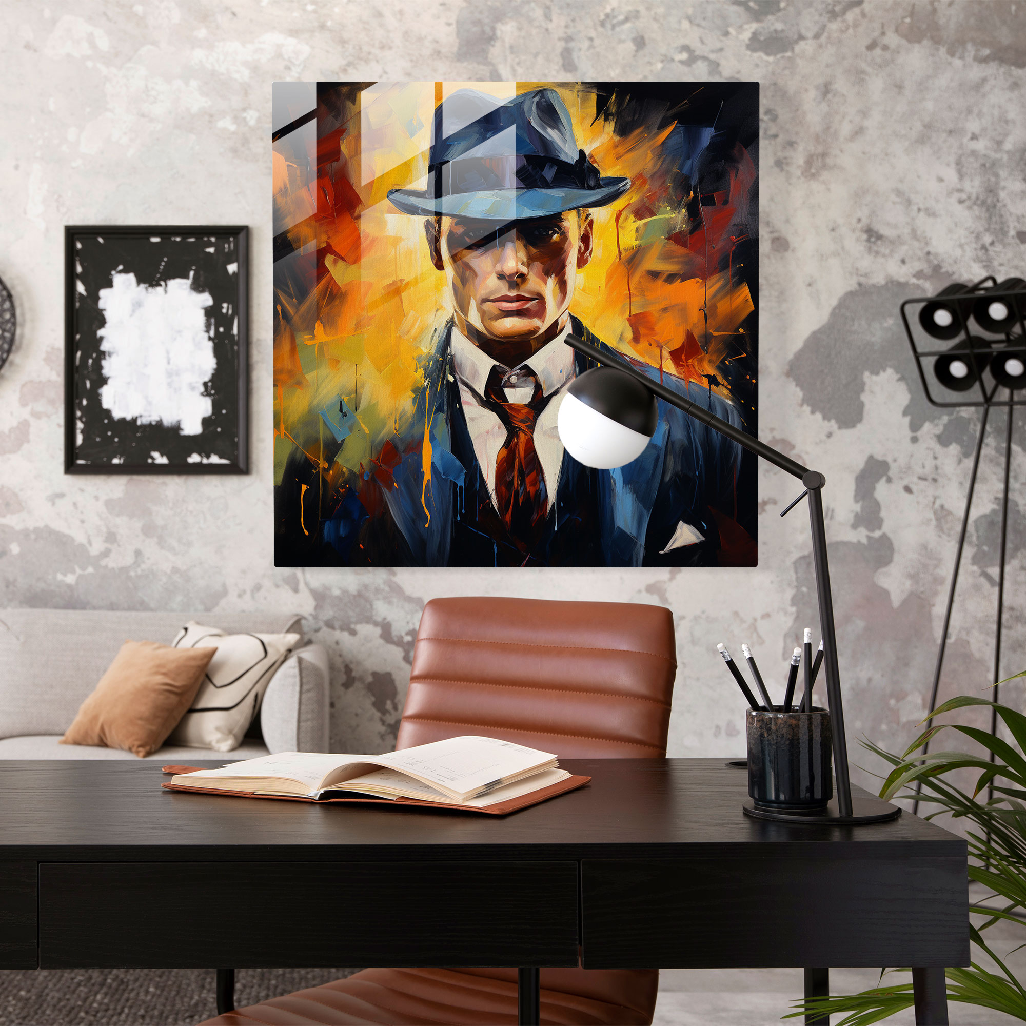 Peaky Blinders Glass Print - Abstract Expressionist Painting - Peaky Blinders, Home Decoration, Glass Print, Wall Decoration