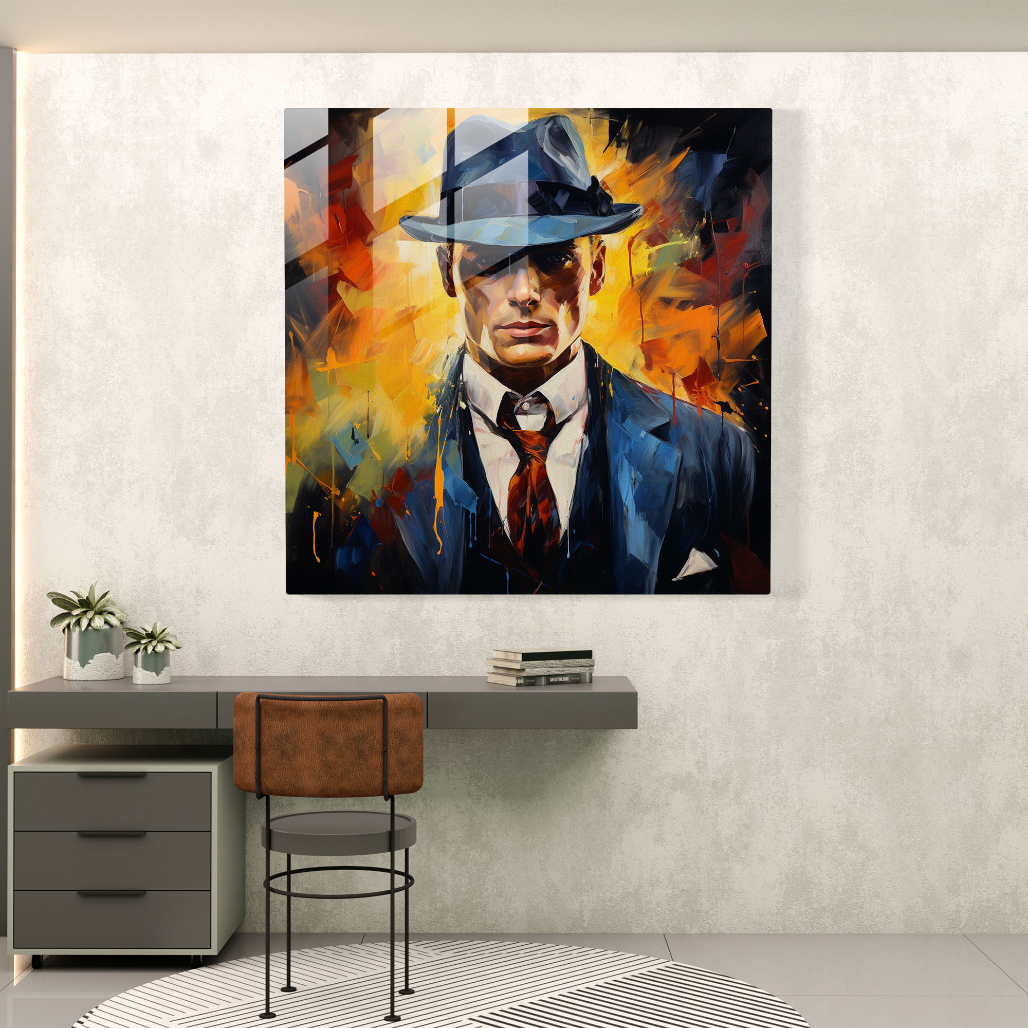 Peaky Blinders Glass Print - Abstract Expressionist Painting - Peaky Blinders, Home Decoration, Glass Print, Wall Decoration