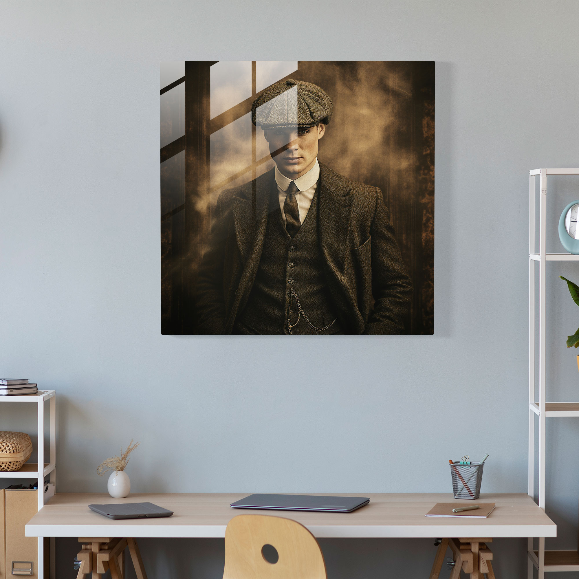 Peaky Blinders Cam Tablo - Ünlü Kasket - Peaky Blinders Vintage Sepya Duvar Dekorasyonu Ev Dekorasyonu