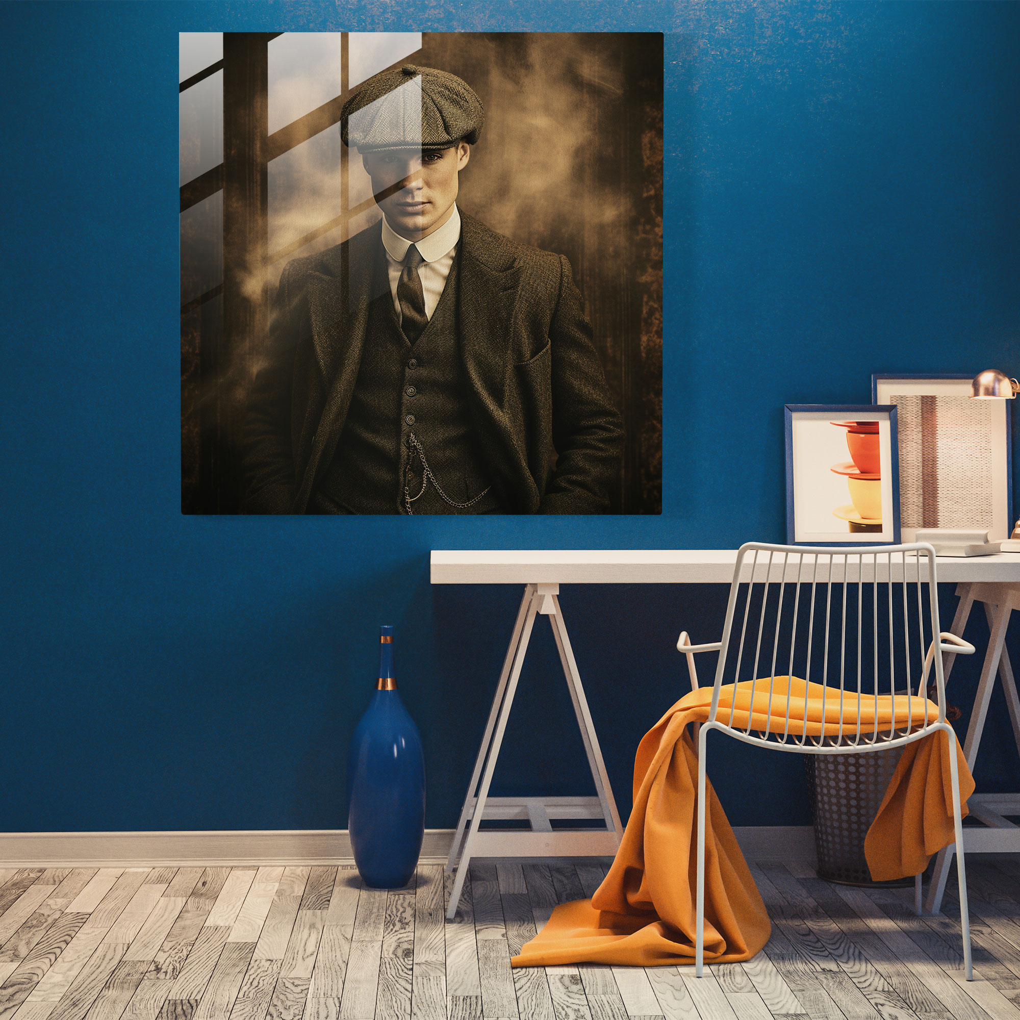 Peaky Blinders Cam Tablo - Ünlü Kasket - Peaky Blinders Vintage Sepya Duvar Dekorasyonu Ev Dekorasyonu
