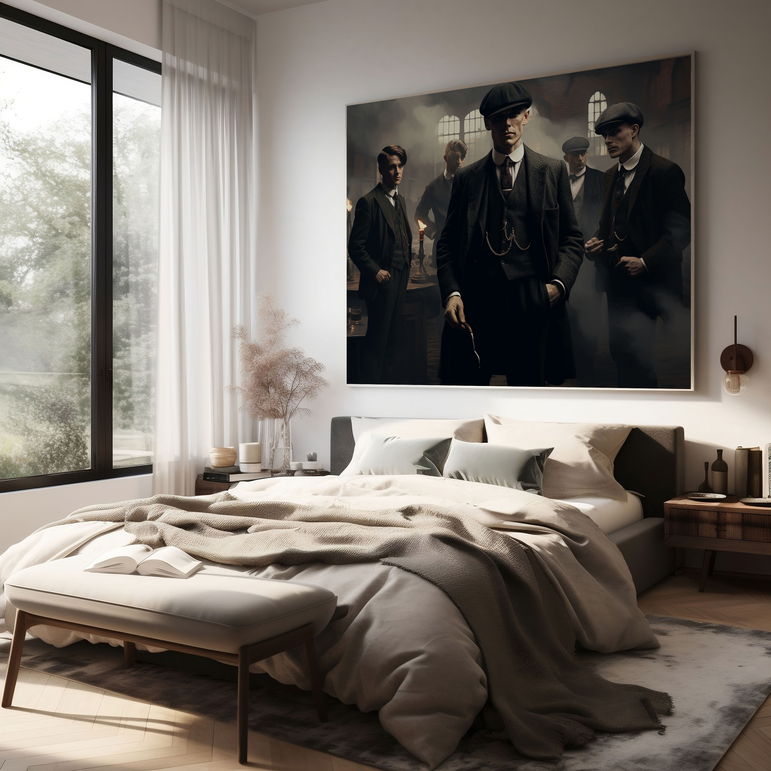 Peaky Blinders Wall Art - Artistic Interpretation Of Gang Gathering Canvas Print - Peaky Blinders, Camaraderie, Gang Gathering, Artistic Interpretation