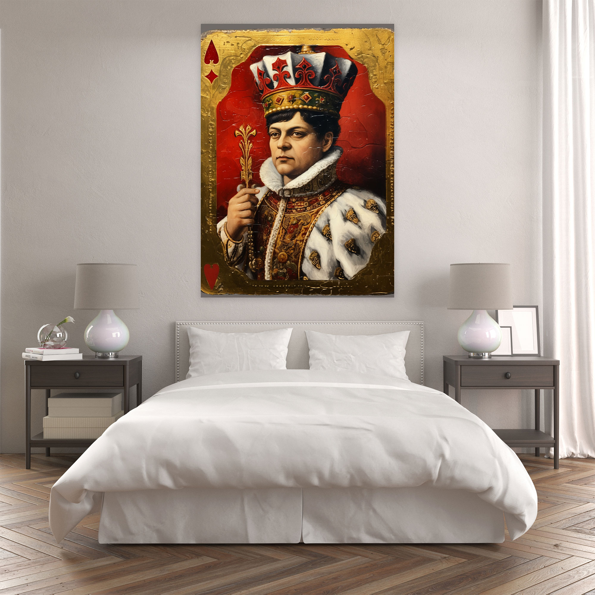 King Of Hearts Canvas Print - Realistic Oil Painting Wall Art - Playing Cards, Textures, Canvas Print, Home Decoration